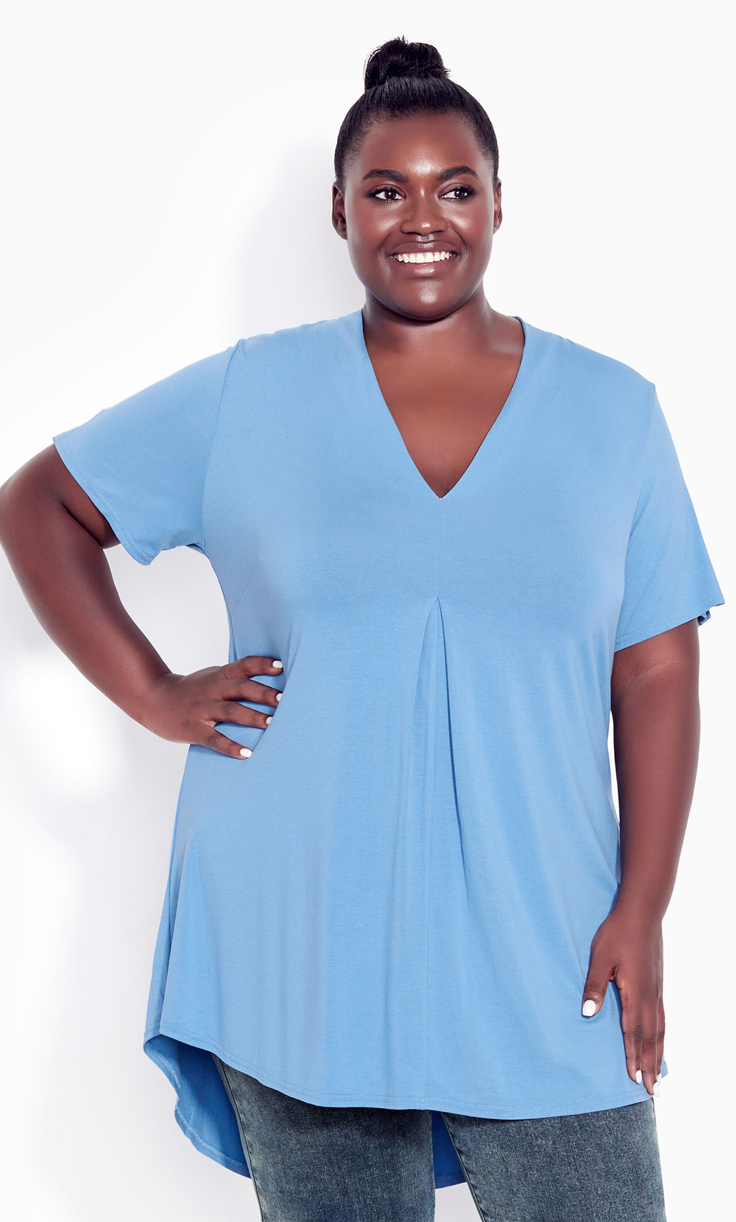 Kaylie Hi Lo Top - sky blue | King Size