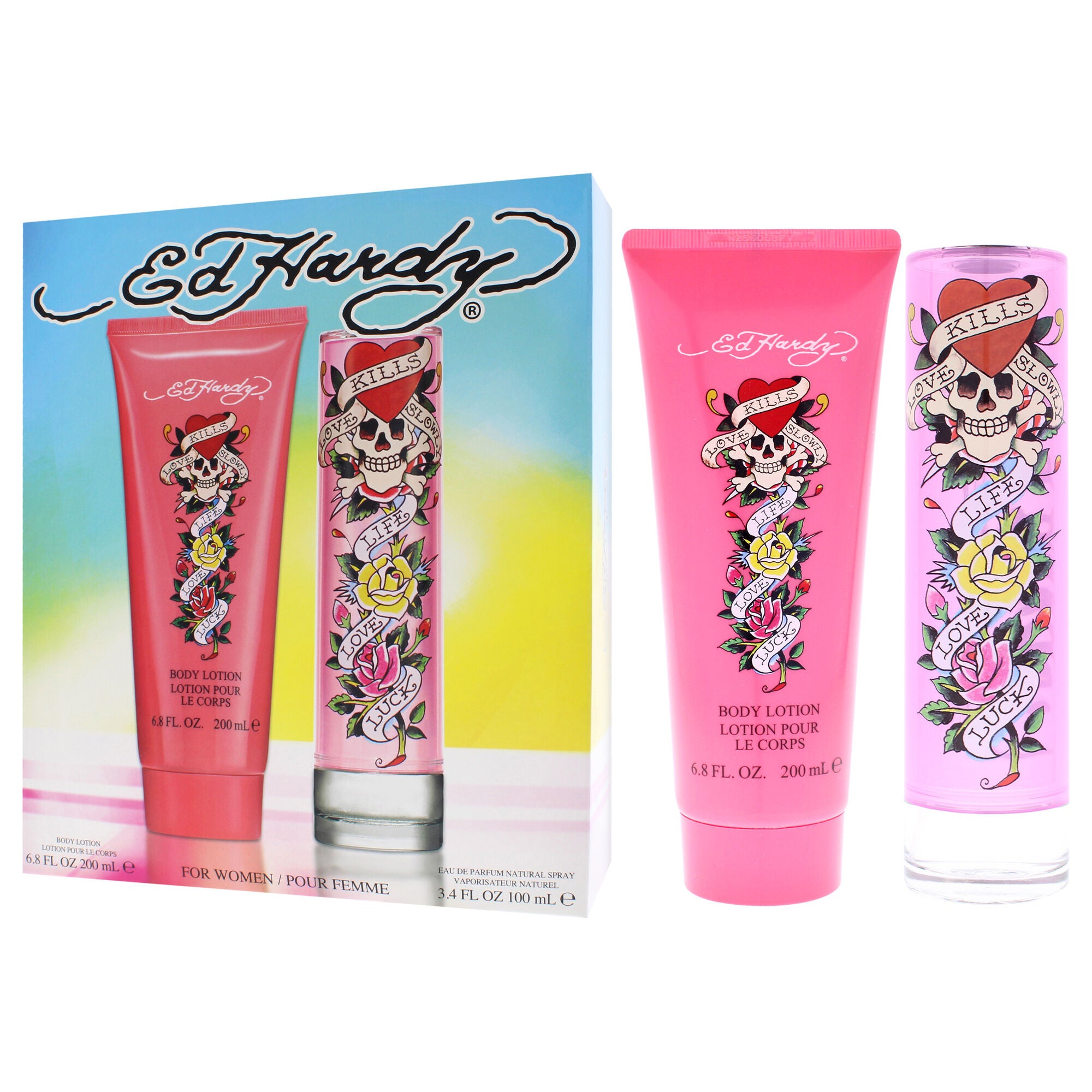 Ed Hardy by Christian Audigier for Women - 2 Pc Gift Set 3.4oz EDP Spray, 6.8oz Body Lotion, Clear, alternate image number 3