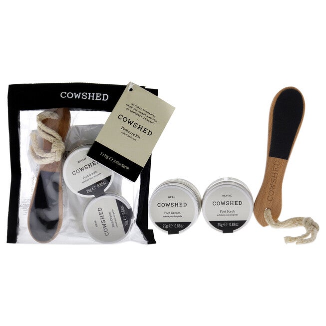 Pedicure Kit by Cowshed for Unisex - 4 Pc 0.88 oz Foot Scrub, 0.88 oz foot Cream, Foot File, Pedicure Socks, NA, hi-res image number null