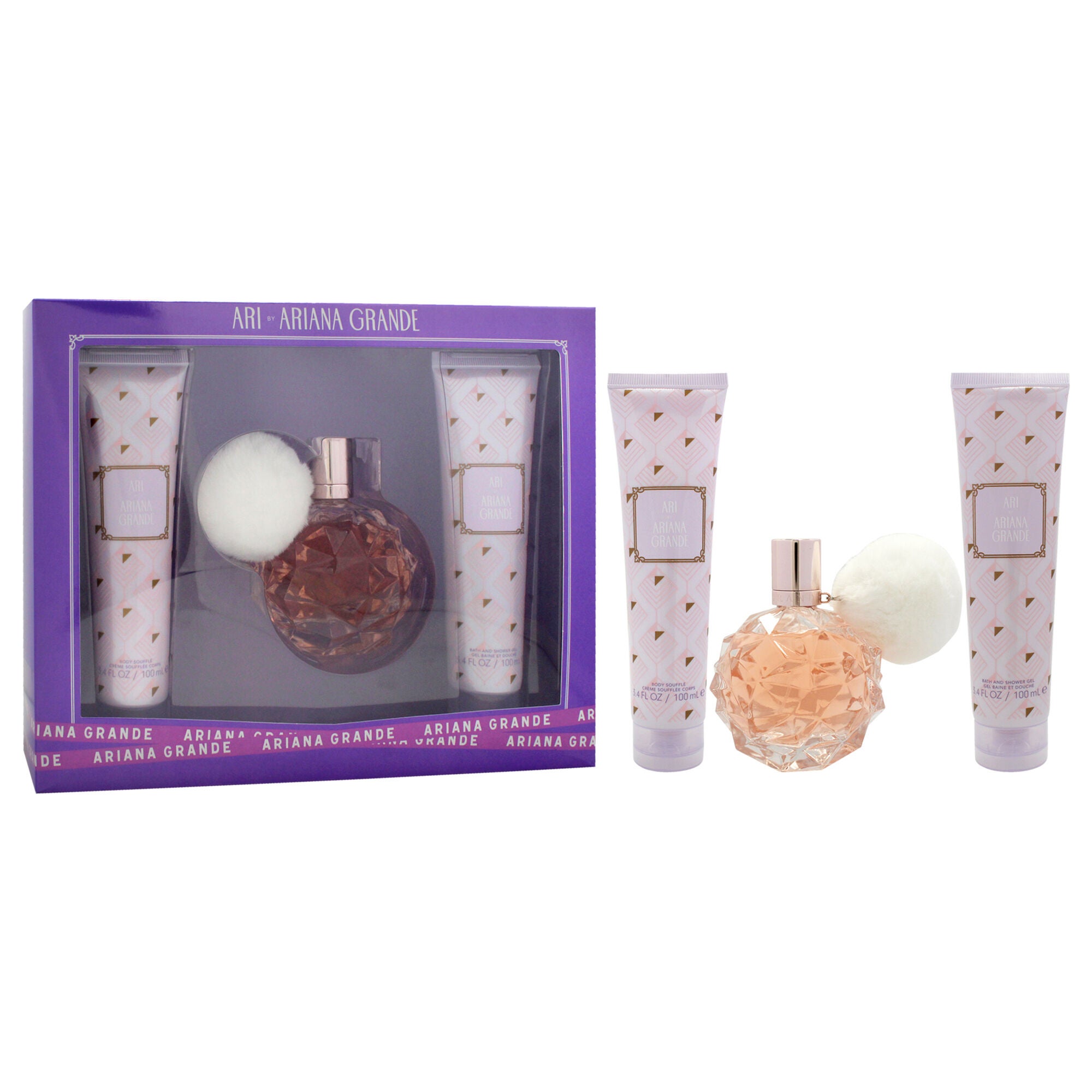 Ari by Ariana Grande for Women - 3 Pc Gift Set 3.4oz EDP Spray, 3.4oz Bath and Shower Gel, 3.4oz Body Souffle, Clear, alternate image number 2