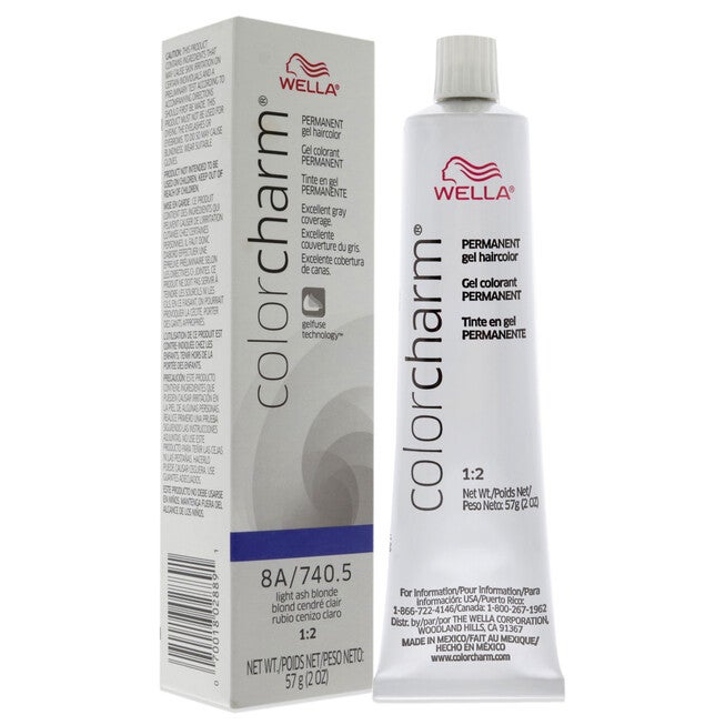 Color Charm Permanent Hair Color Gel - 740.5 8A Light Ash Blonde by Wella for Unisex - 2 oz Hair Color, NA, alternate image number null