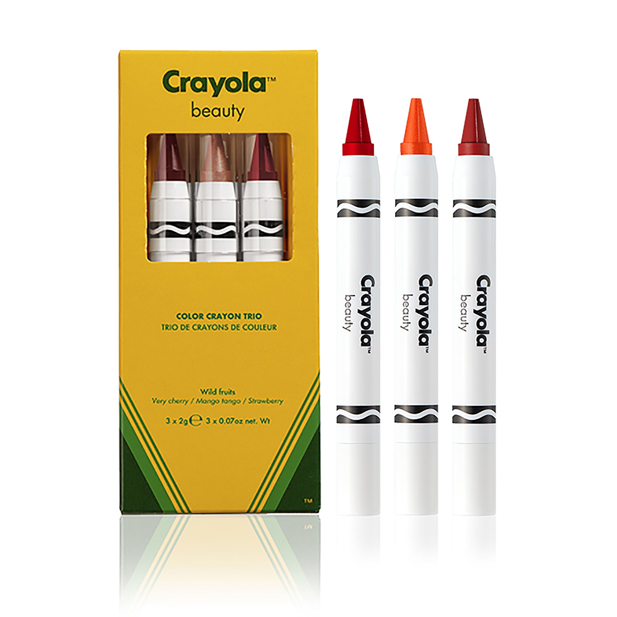 Crayola Crayon Trio - Wild Fruits by Crayola for Women - 3 x 0.07 oz Lipstick Very Cherry, Mango Tango, Strawberry, See Description, hi-res image number 0