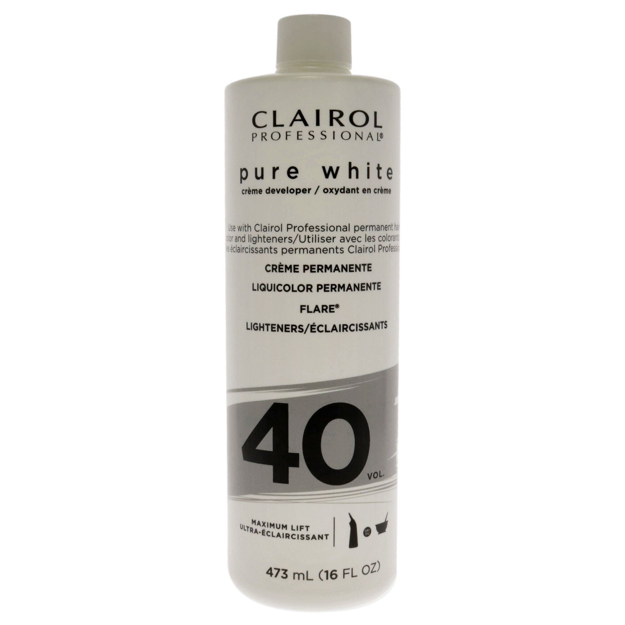 Pure White 40 Volume Creme Developer by Clairol for Unisex - 16 oz Lightener, See Description, hi-res image number 0