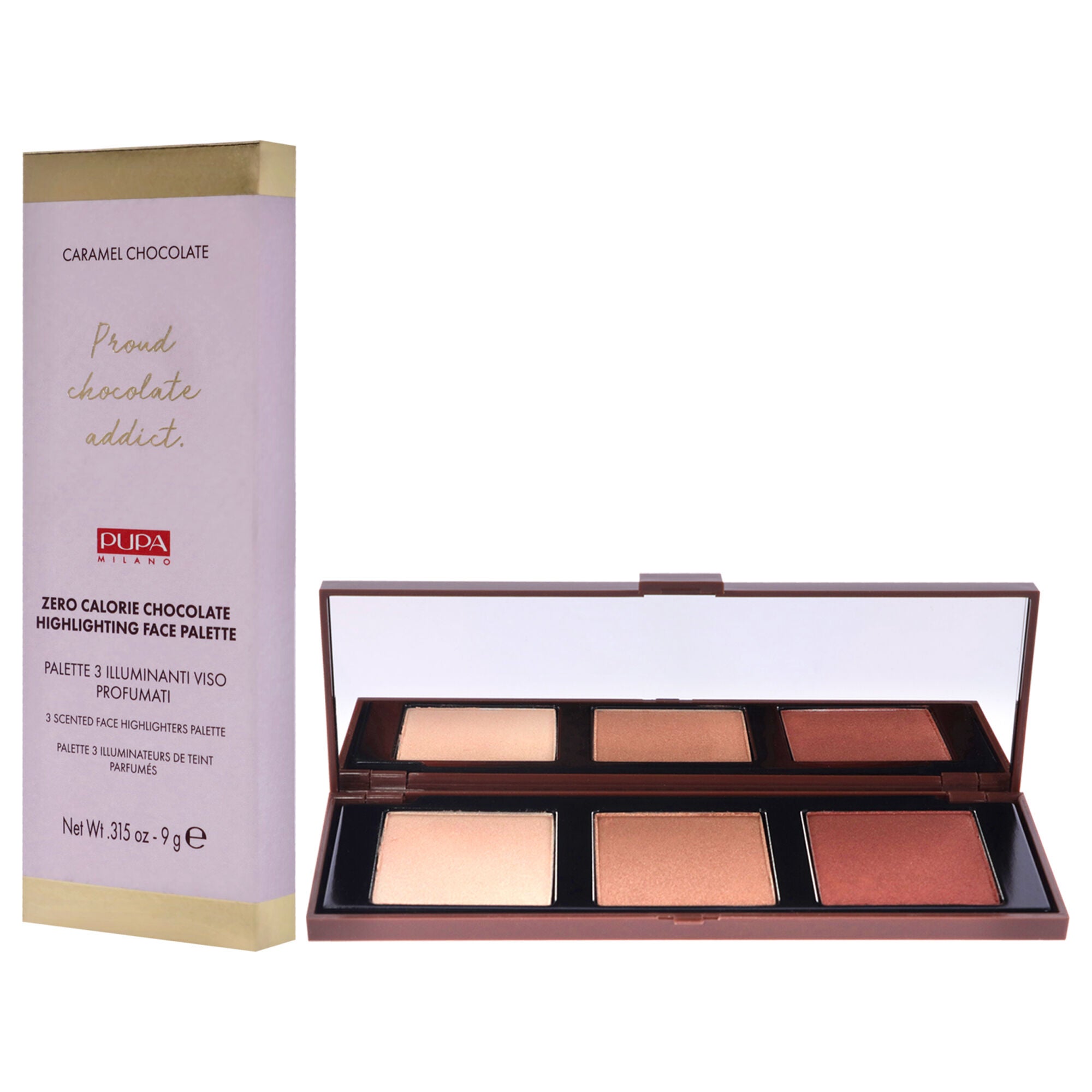 Zero Calorie Chocolate Highlighter Palette - 002 Caramel Chocolate by Pupa Milano for Women - 0.315 oz Highlighter, See Description, alternate image number 2