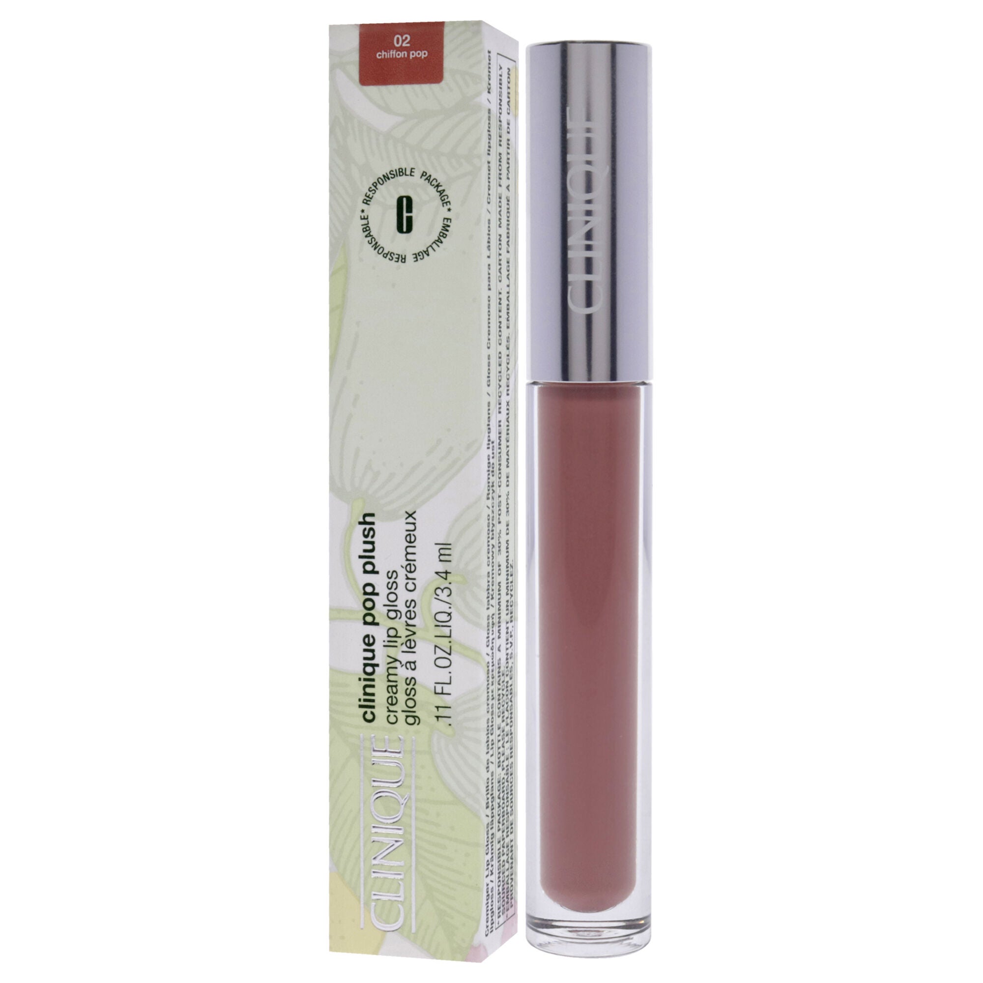 Pop Plush Creamy Lip Gloss - 02 Chiffon Pop by Clinique for Women - 0.11 oz Lip Gloss, See Description, alternate image number 3