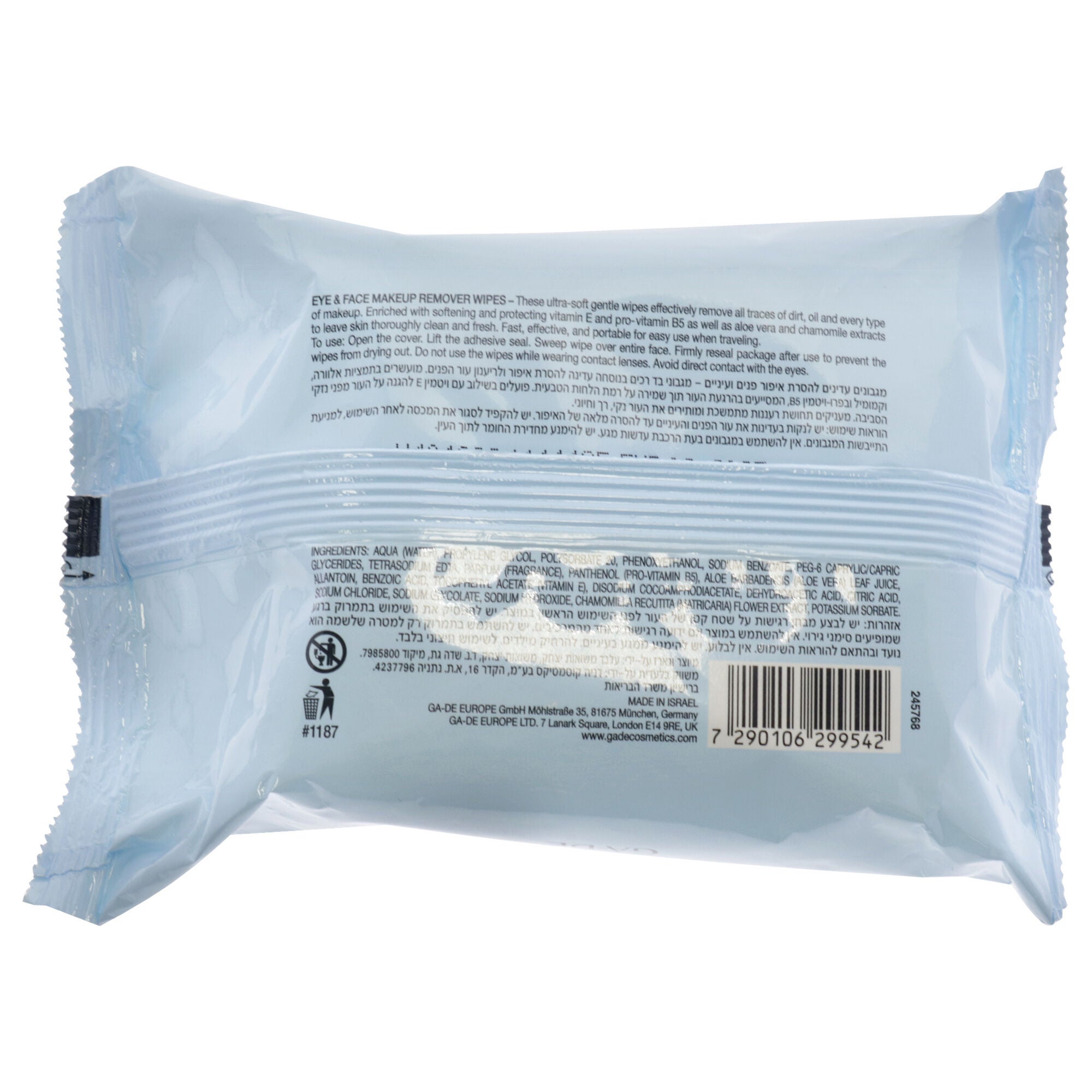 Eye and Face Makeup Remover Wipes by GA-DE for Women - 30 Count Wipes, See Description, alternate image number 1