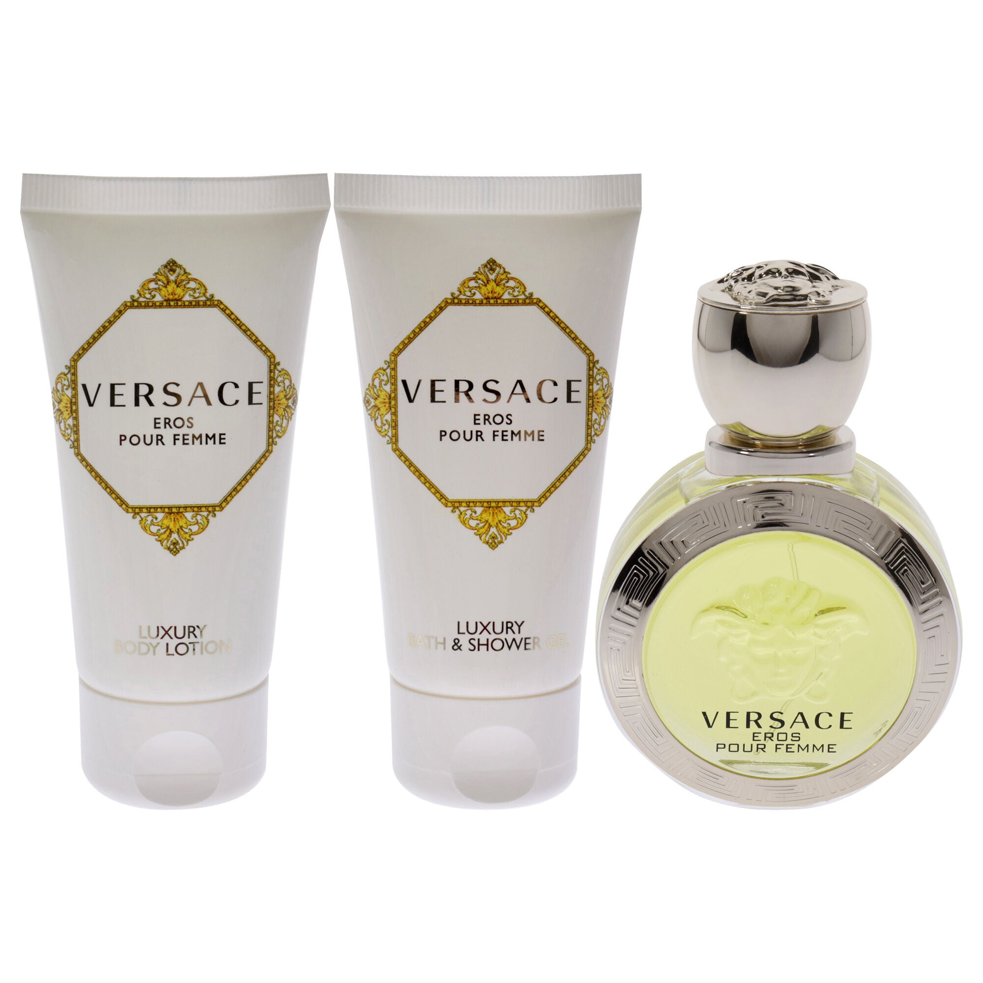 Versace Eros Pour Femme by Versace for Women - 3 Pc Gift Set 1.7oz EDT Spray, 1.7oz Luxury Bath Shower Gel, 1.7oz Luxury Body Lotion, See Description, alternate image number 1
