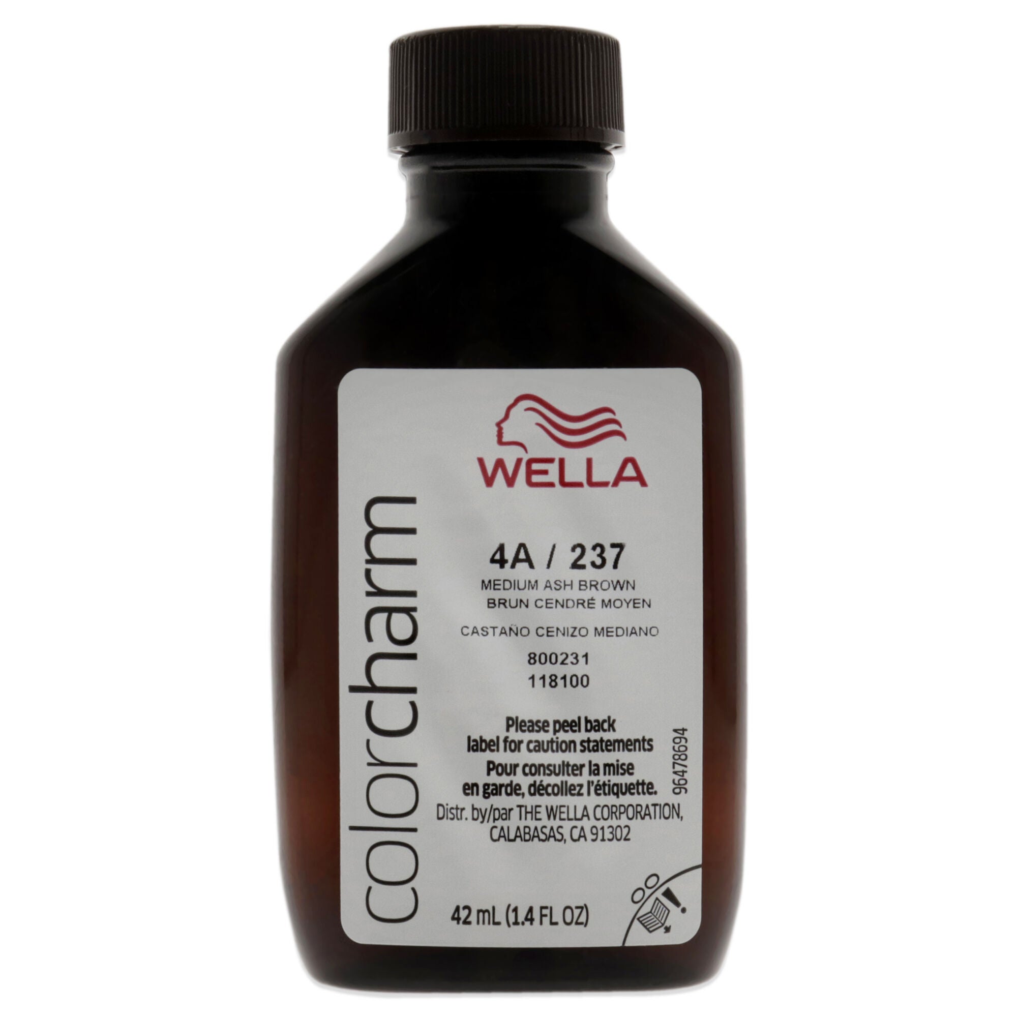 Color Charm Permanent Liquid Hair Color - 237 4A Medium Ash Brown by Wella for Unisex - 1.42 oz Hair Color, See Description, alternate image number 4