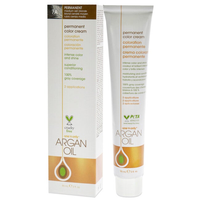 Argan Oil Permanent Color Cream - 7A Medium Ash Blonde by One n Only for Unisex - 3 oz Hair Color, , alternate image number null
