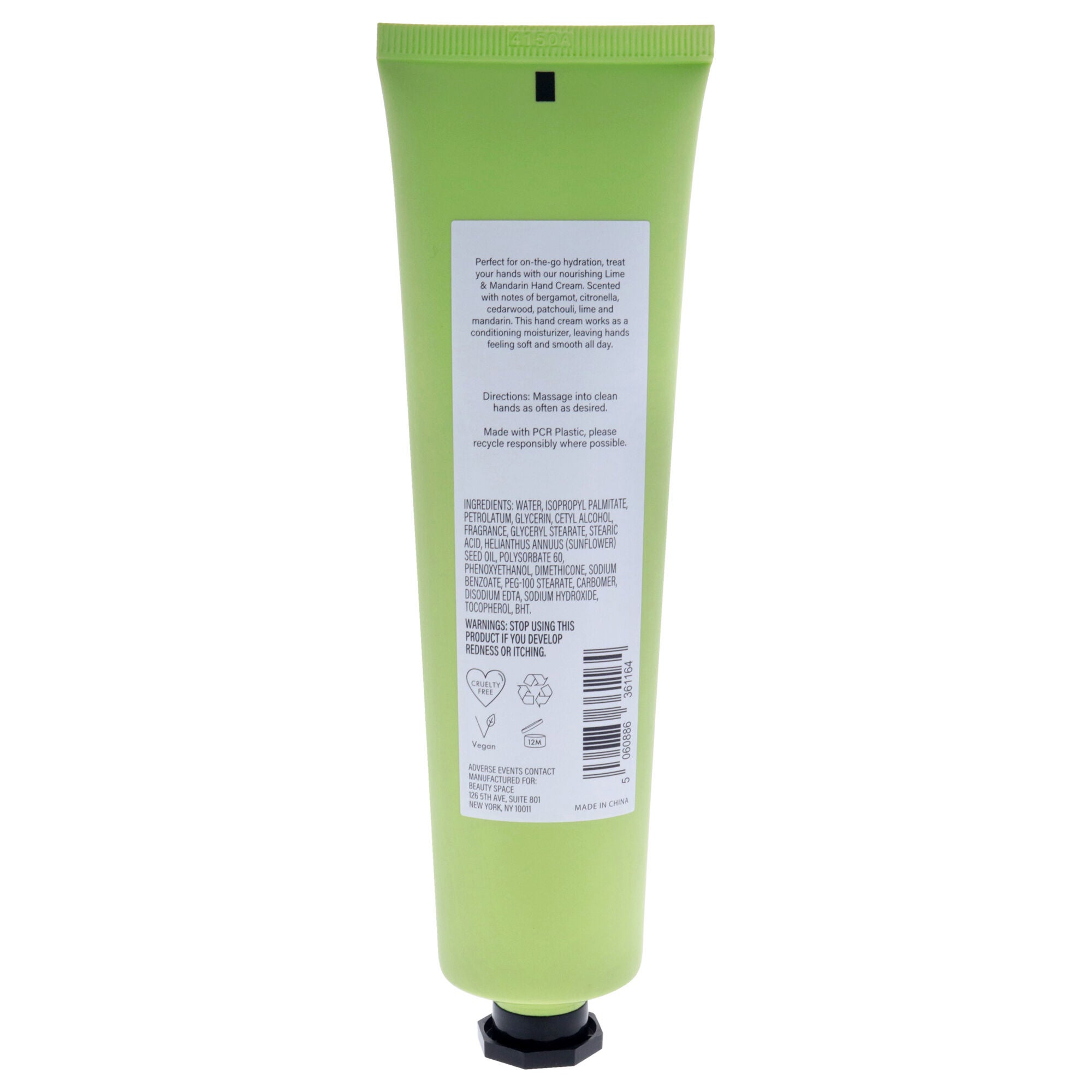 Beauty Space Hand Cream - Lime and Mandarin by BeautySpace for Unisex - 3.38 oz Cream, See Description, alternate image number 2
