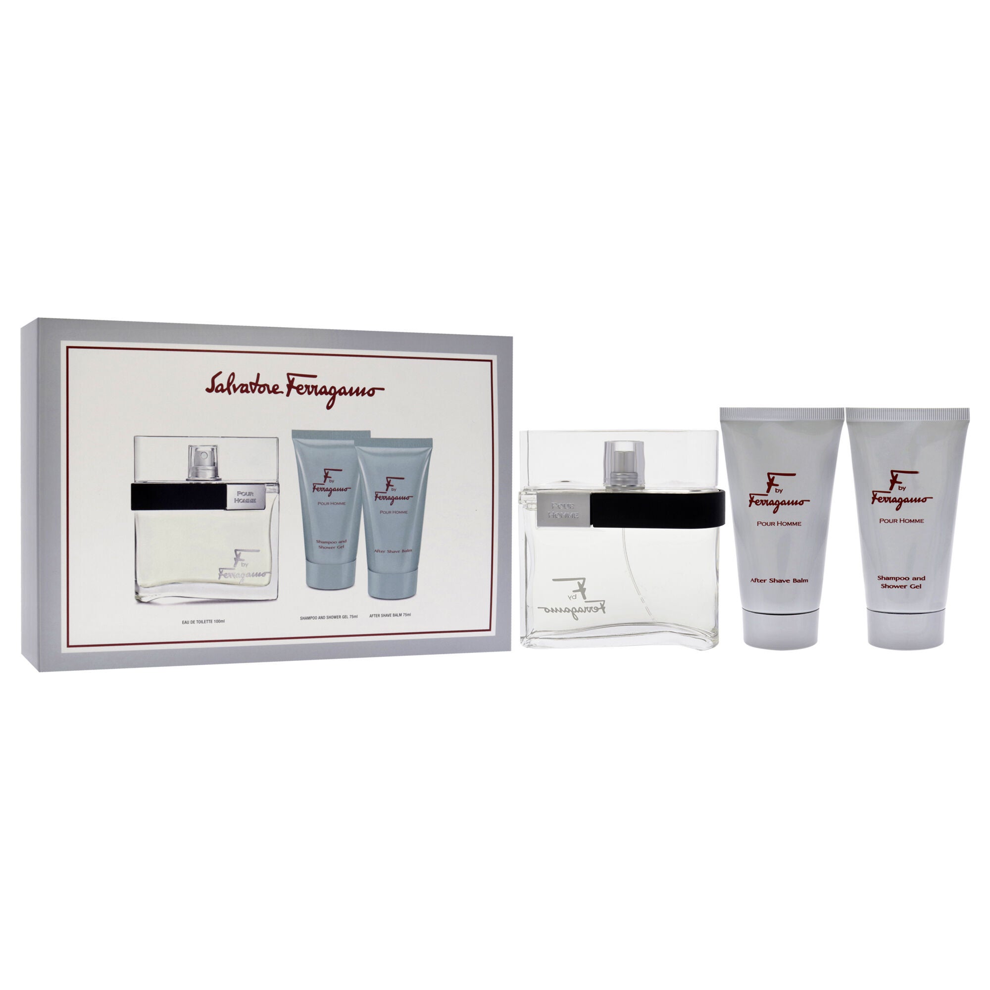 F by Salvatore Ferragamo for Men - 3 Pc Gift Set 3.4oz EDT Spray, 2.5oz Shower Gel, 2.5oz After Shave Balm, See Description, alternate image number 1
