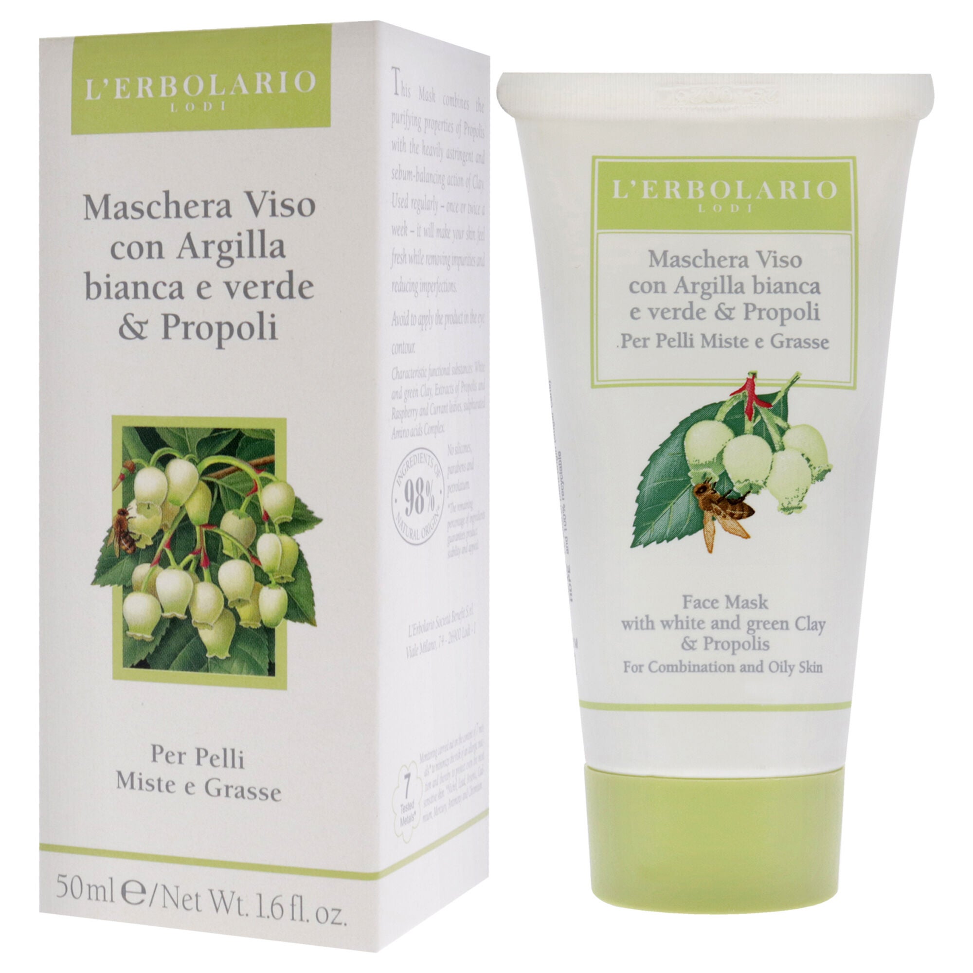 Face Mask - White and Green Clay by LErbolario for Unisex - 1.6 oz Mask, See Description, alternate image number 2