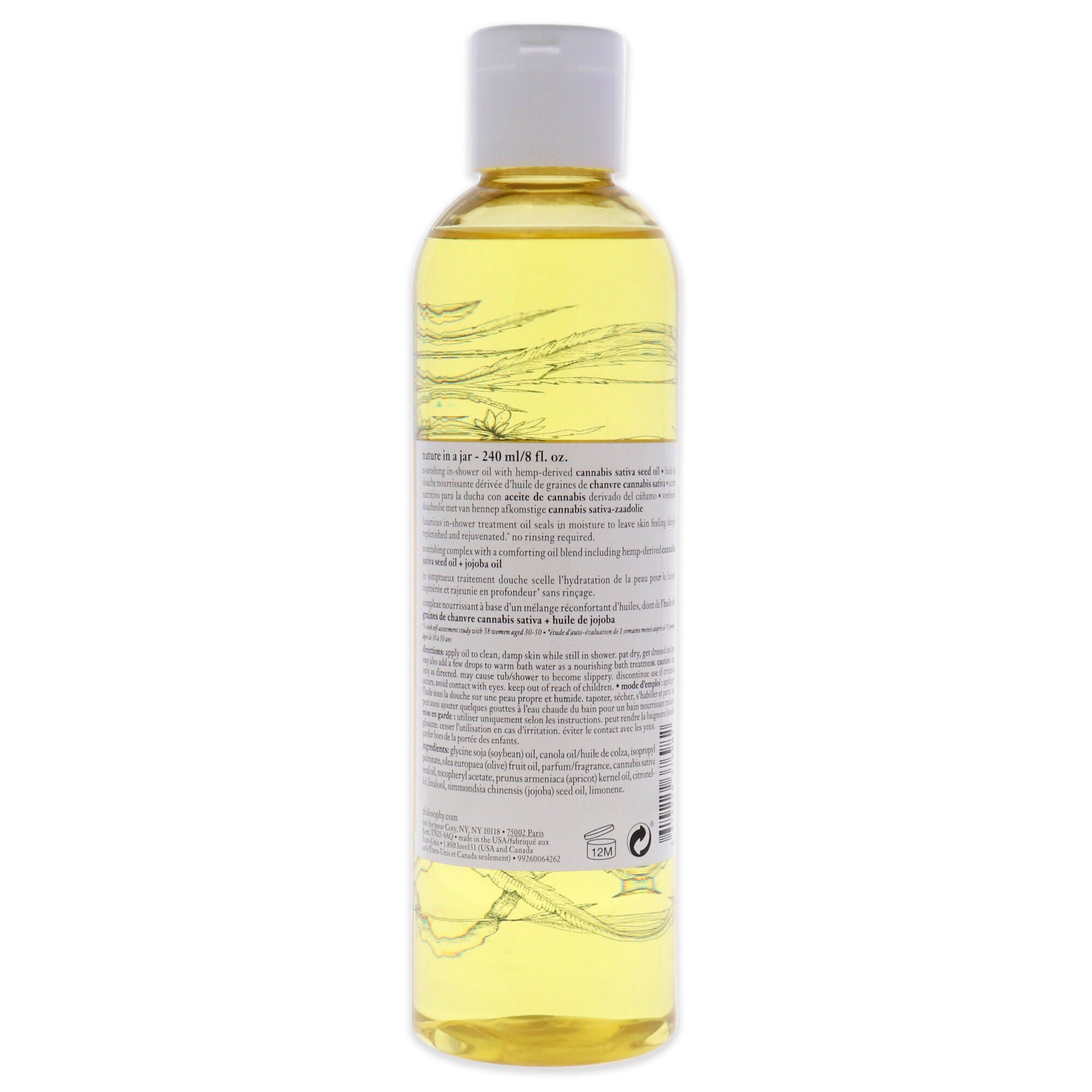Nourishing In-Shower Oil With Cannabis Sativa Seed Oil by Philosophy for Unisex - 8 oz Shower Oil, , alternate image number 3