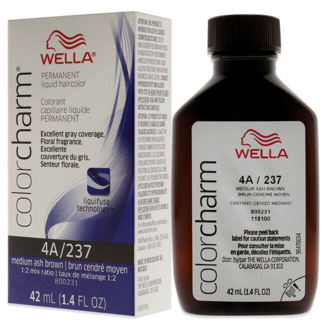 Color Charm Permanent Liquid Hair Color - 237 4A Medium Ash Brown by Wella for Unisex - 1.42 oz Hair Color, NA, alternate image number null