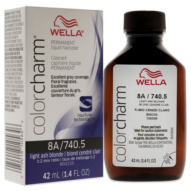 Color Charm Permanent Liquid Hair Color - 740.5 8A Light Ash Blonde by Wella for Unisex - 1.42 oz Hair Color, NA, alternate image number null