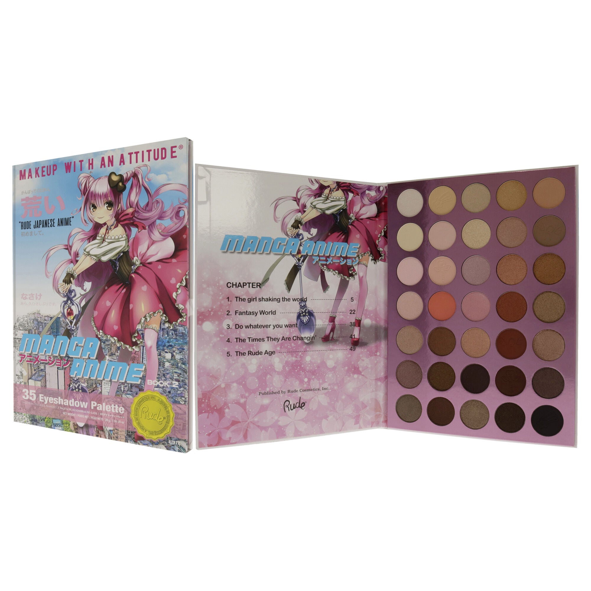 Manga Anime 35 Eyeshadow Palette Book 2 by Rude Cosmetics for Women - 1.34 oz Eye Shadow, See Description, alternate image number 3