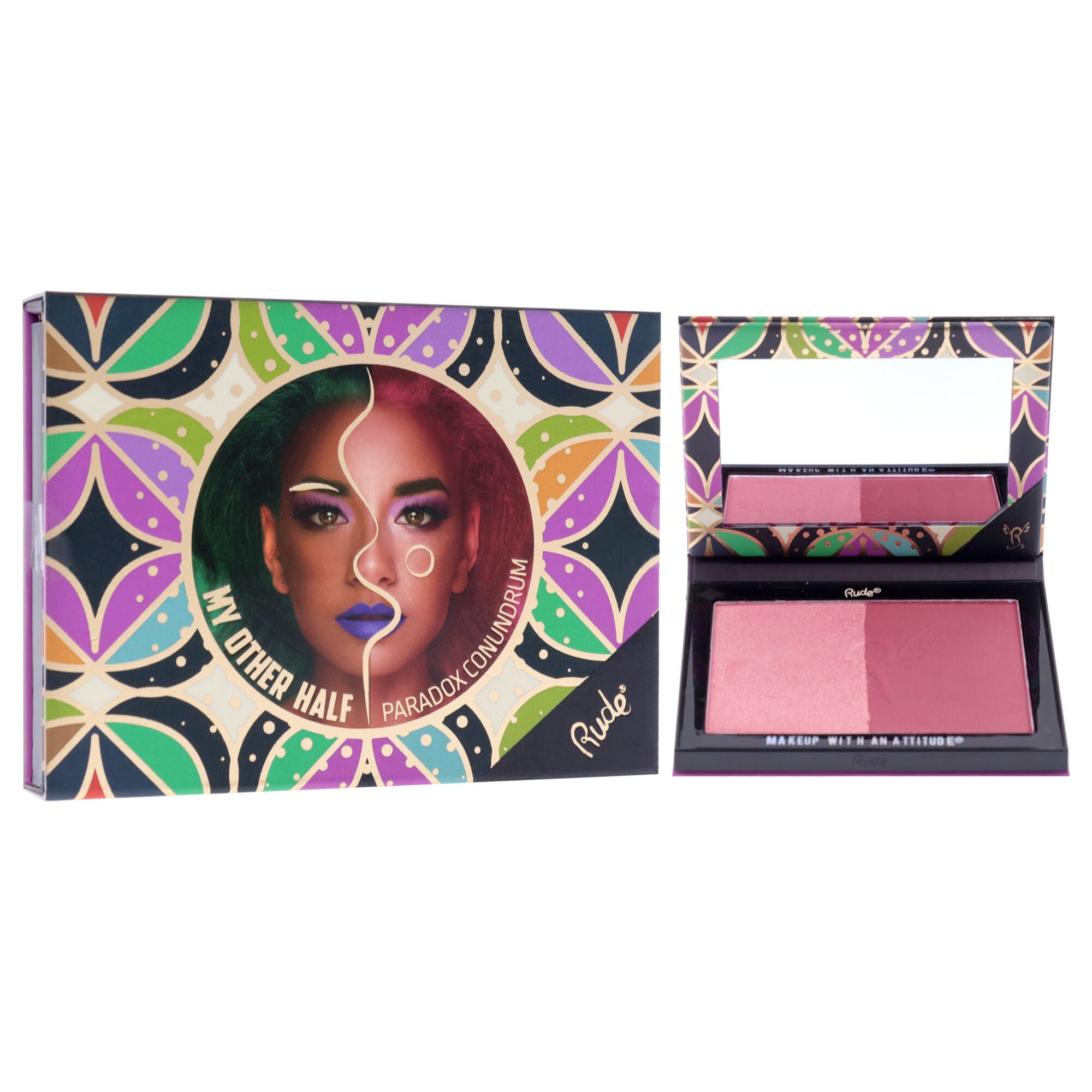 My Other Half Duo Shade Face Palette - Pearadox Conundrum by Rude Cosmetics for Women - 0.4 oz Makeup, See Description, alternate image number 1