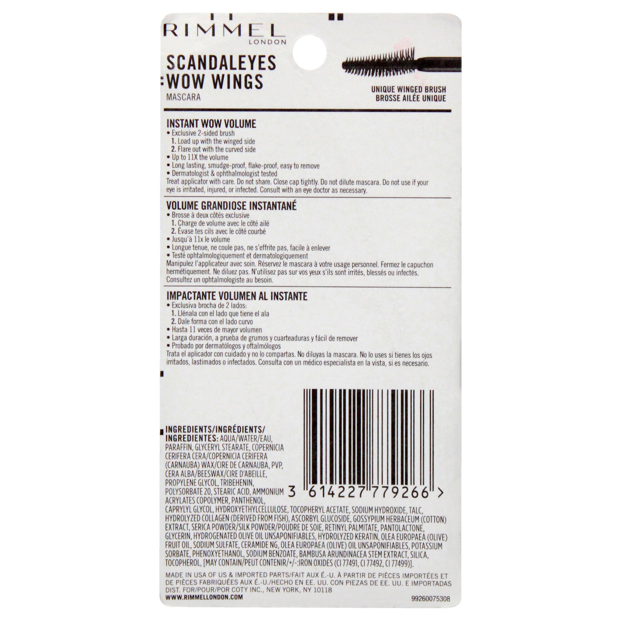 Scandaleyes Wow Wings Macara - 003 Extreme Black by Rimmel London for Women - 0.4 oz Mascara, See Description, alternate image number 2