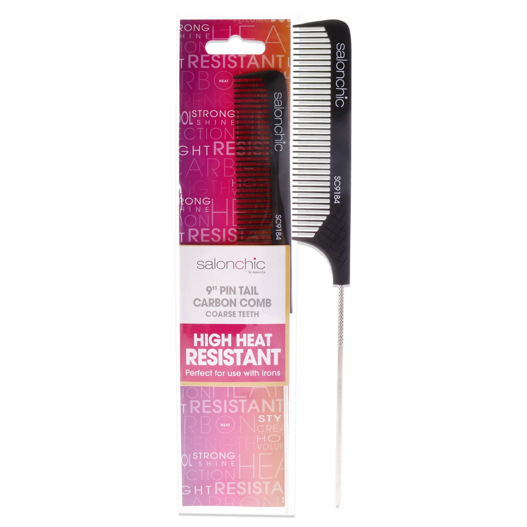Pin Tail Carbon Comb High Heat Resistant 9 - Coarse Teeth by SalonChic for Unisex - 1 Pc Comb, See Description, hi-res image number 0