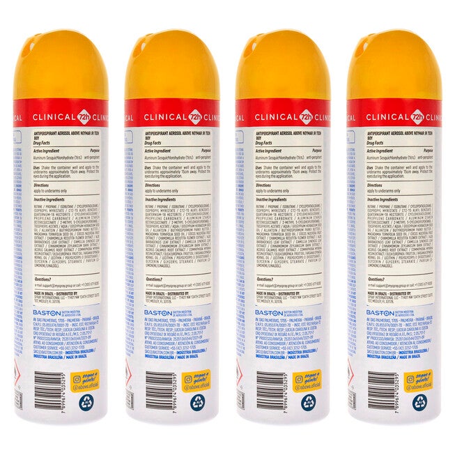 72 Hours Neymar Jr Derma Clinical Antiperspirant Deodorant - Teen Boy by Above for Men - 3.17 oz Deodorant Spray - Pack of 4, NA, alternate image number null