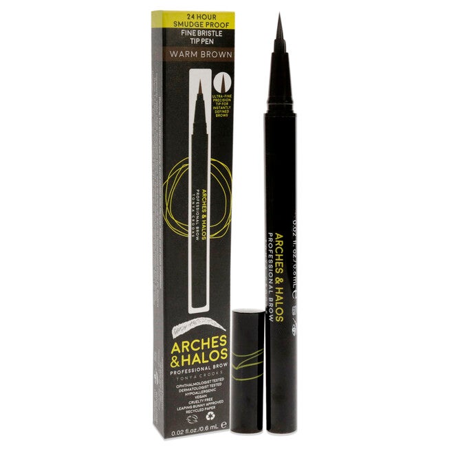 Fine Bristle Tip Pen - Warm Brown by Arches and Halos for Women - 0.02 oz Eyebrow Pen, , alternate image number null