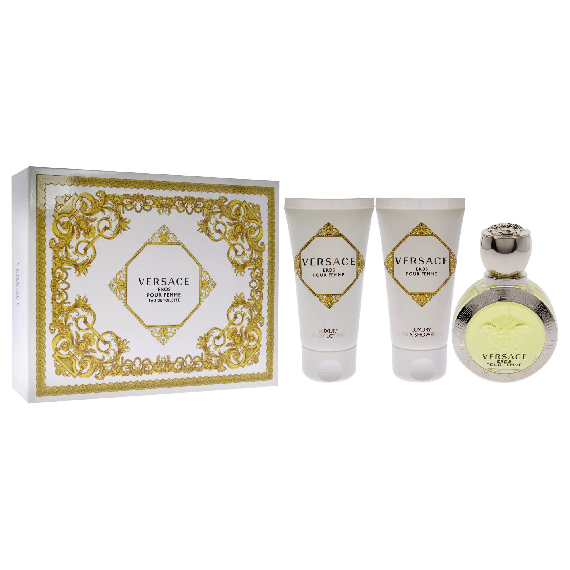Versace Eros Pour Femme by Versace for Women - 3 Pc Gift Set 1.7oz EDT Spray, 1.7oz Luxury Bath Shower Gel, 1.7oz Luxury Body Lotion, See Description, alternate image number 2