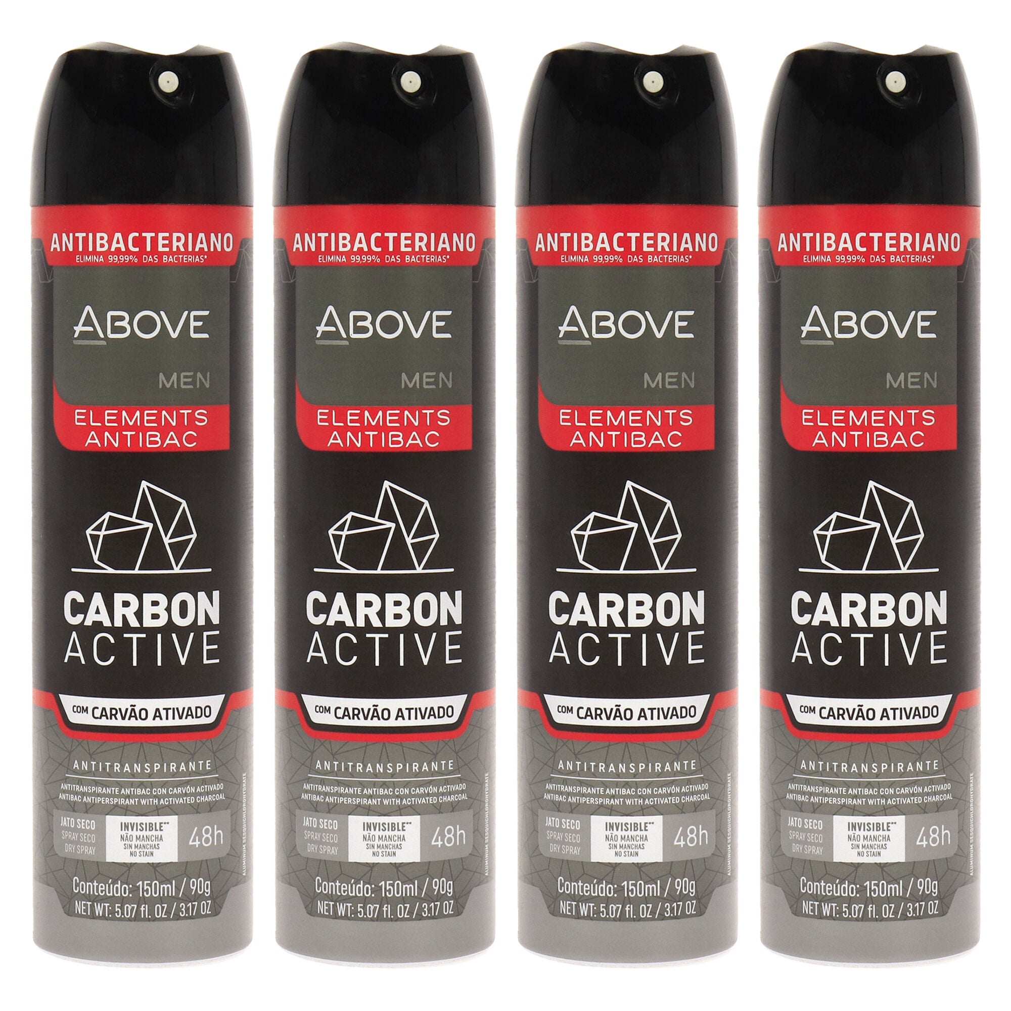 48 Hours Elements Antibac Antiperspirant Deodorant - Carbon by Above for Men - 3.17 oz Deodorant Spray - Pack of 4, See Description, hi-res image number 0