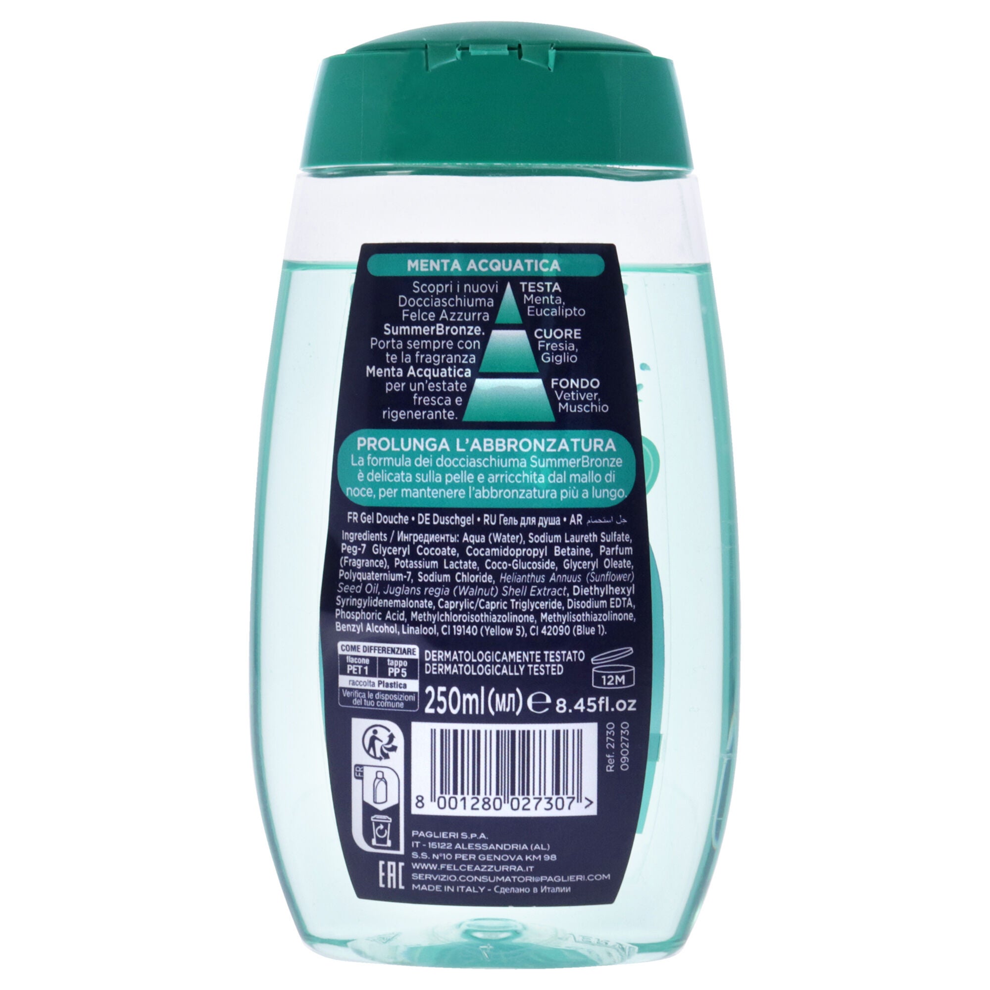 Summer Bronze - Aquatic Mint by Felce Azzurra for Unisex - 8.45 oz Shower Gel, , alternate image number 3