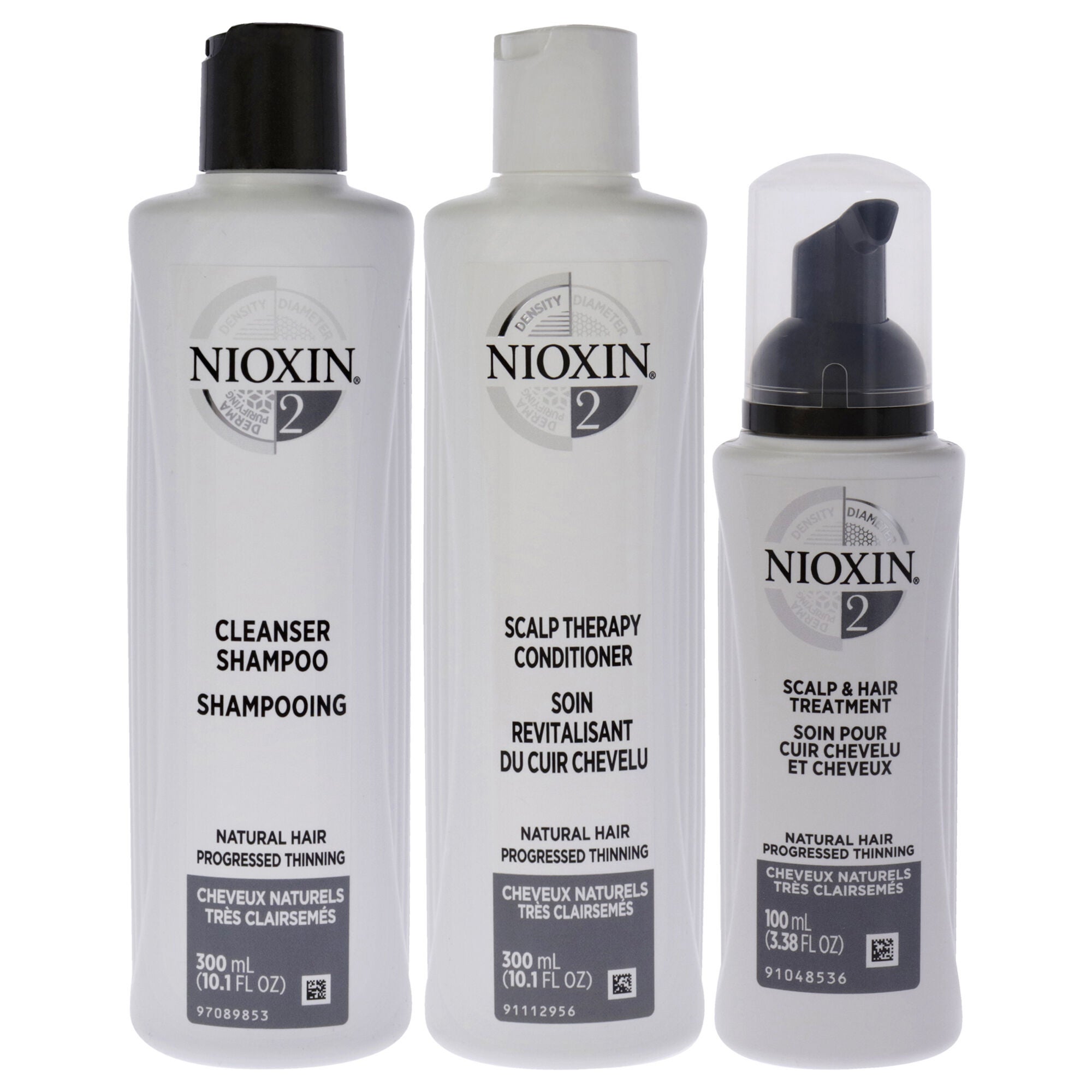 System 2 Kit by Nioxin for Unisex - 3 Pc 10.1oz Cleanser Shampoo, 10.1 oz Scalp Therapy Conditioner, 1Liter Scalp and Hair Treatment, See Description, alternate image number 1