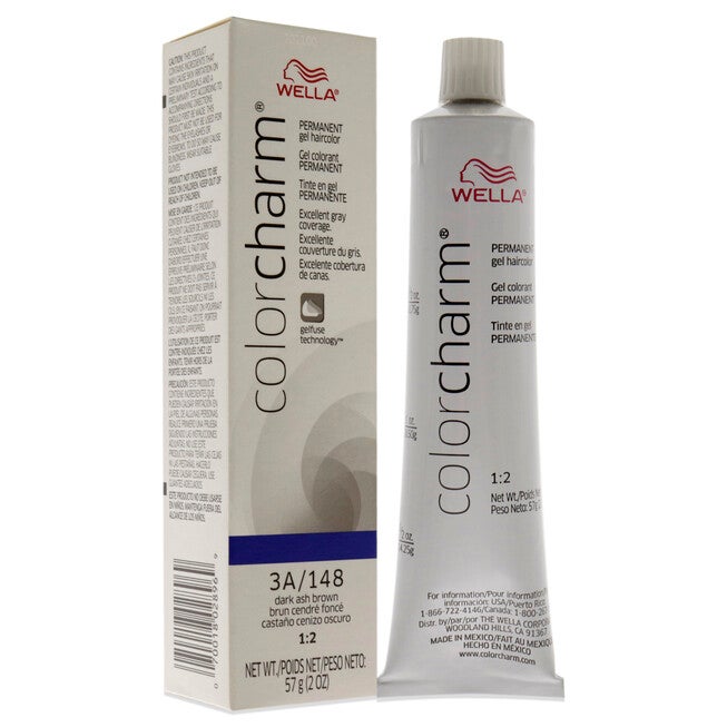Color Charm Permanent Hair Color Gel - 148 3A Dark Ash Brown by Wella for Unisex - 2 oz Hair Color, NA, alternate image number null