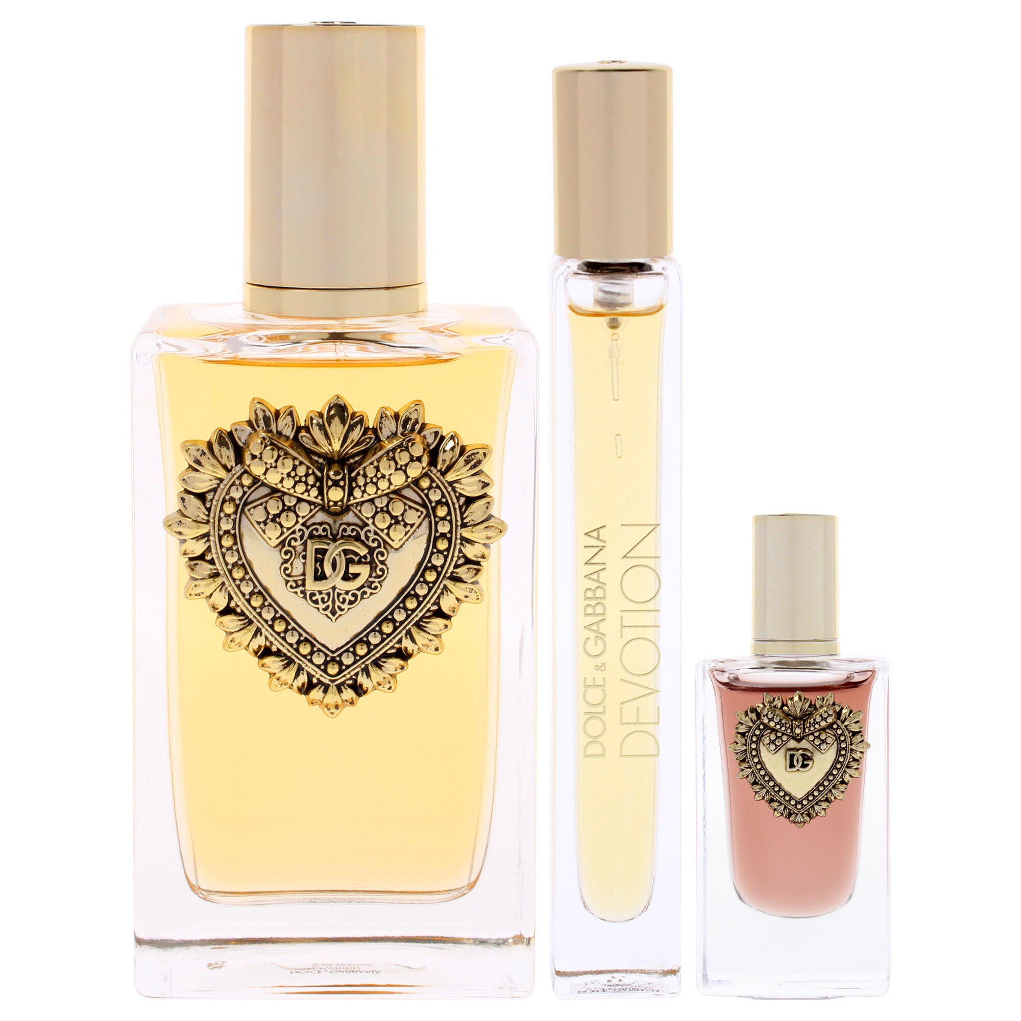 Devotion by Dolce and Gabbana for Women - 3 Pc Gift Set 3.3oz EDP Spray, 0.33oz EDP Spray (Mini), 0.17oz EDP Splash (Mini), Clear, alternate image number 1