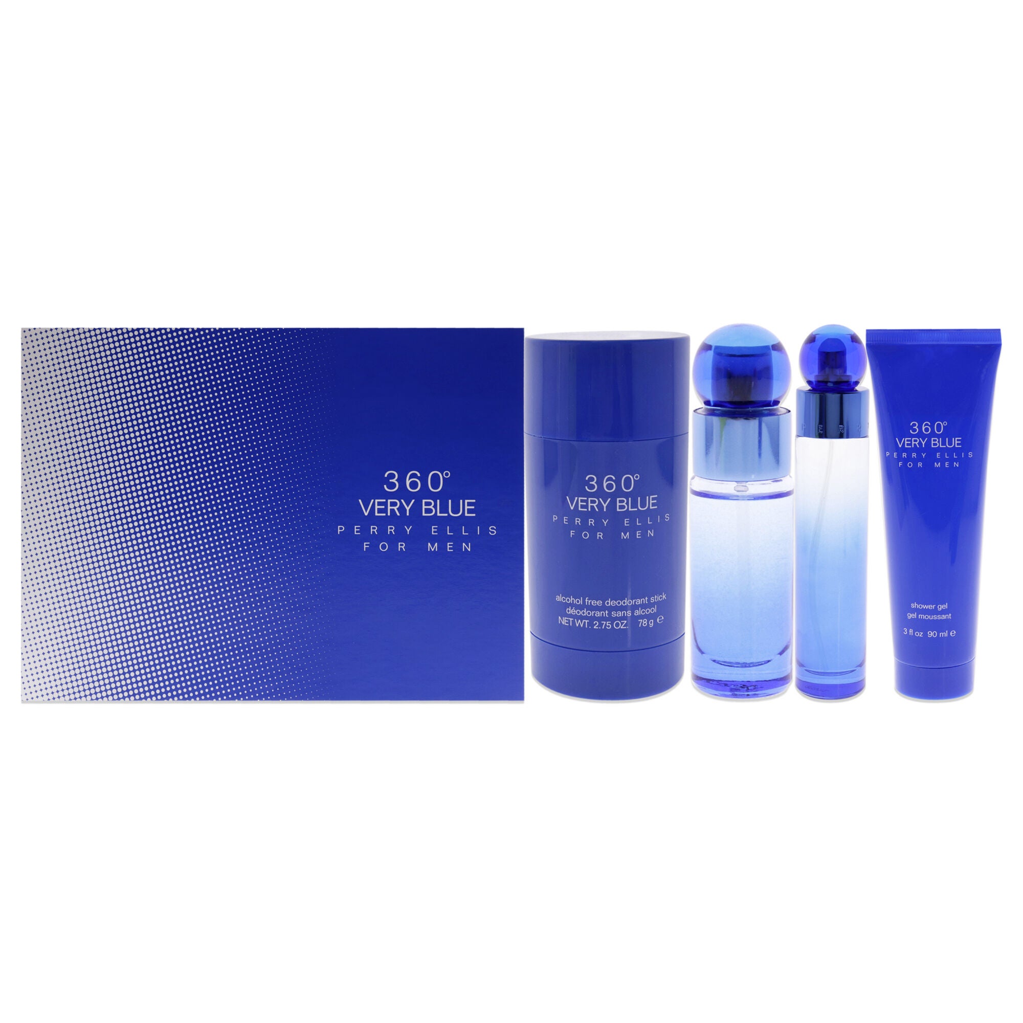 360 Very Blue by Perry Ellis for Men - 4 Pc Gift Set 3.4oz EDT Spray, 7.5ml EDT Spray, 2.75oz Deodorant Stick Plus, 3oz Shower Gel, , alternate image number 5