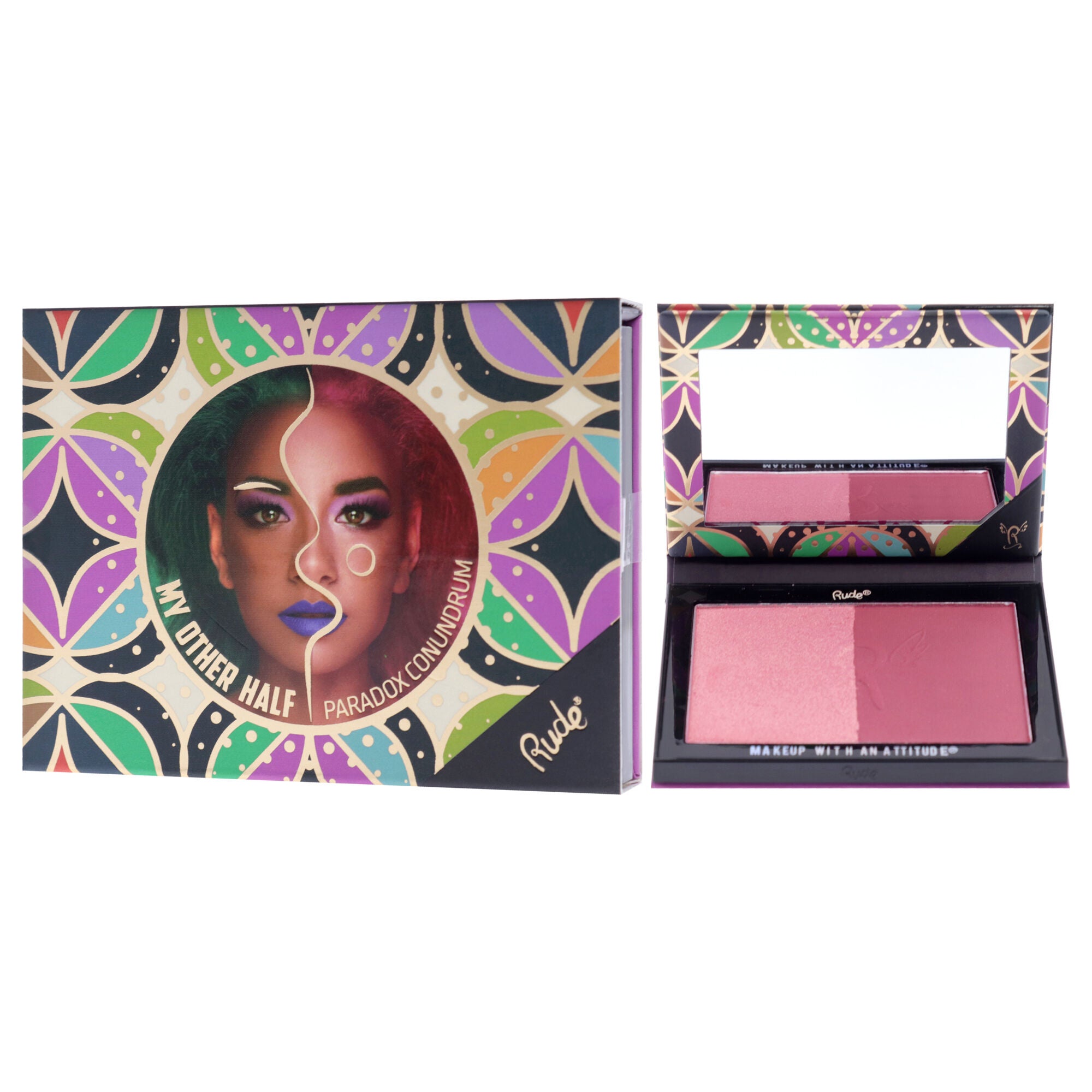 My Other Half Duo Shade Face Palette - Pearadox Conundrum by Rude Cosmetics for Women - 0.4 oz Makeup, See Description, alternate image number 2