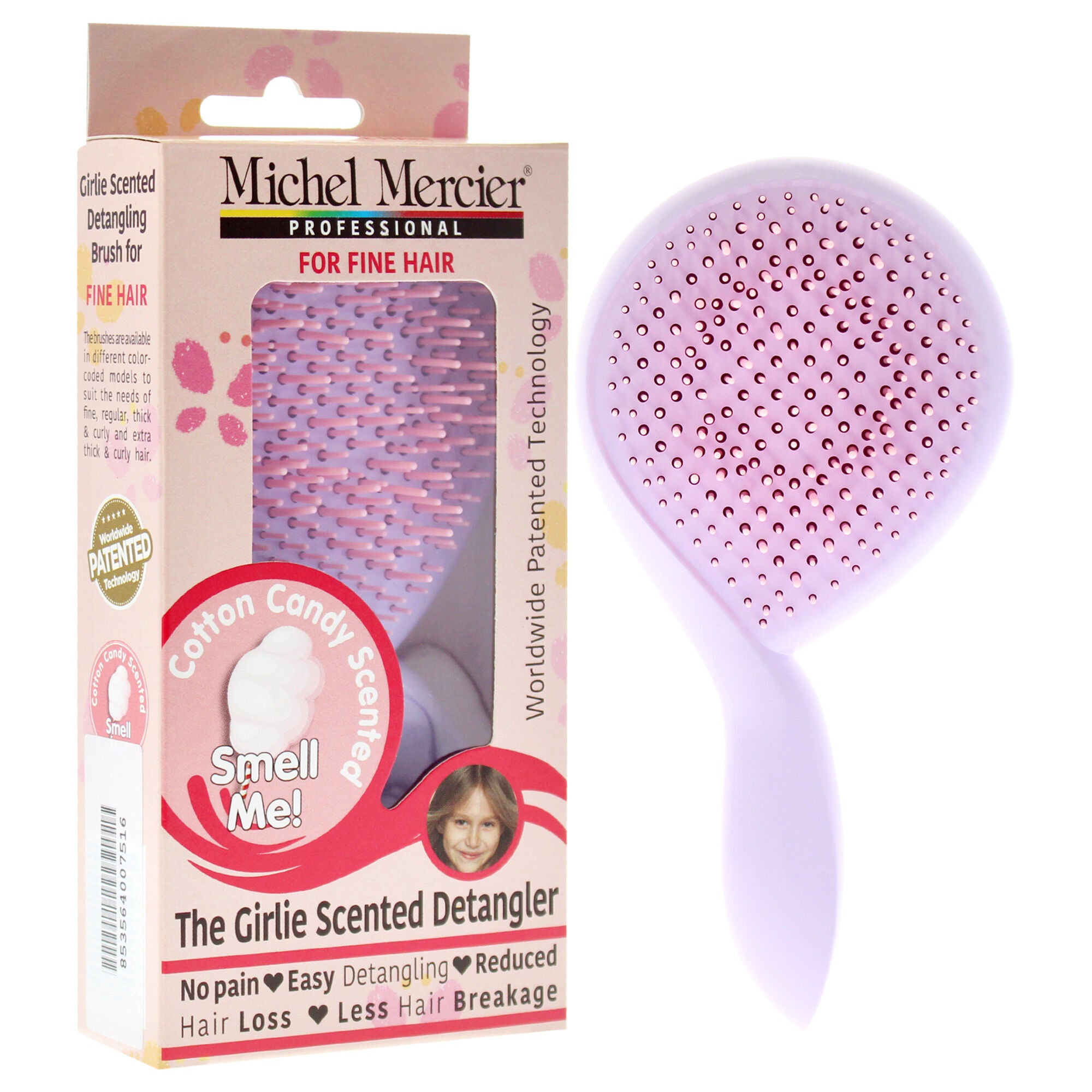 The Girlie Scented Detangler Brush Cotton Candy Fine Hair - Purple-Pink by Michel Mercier for Women - 1 Pc Hair Brush, , alternate image number 6