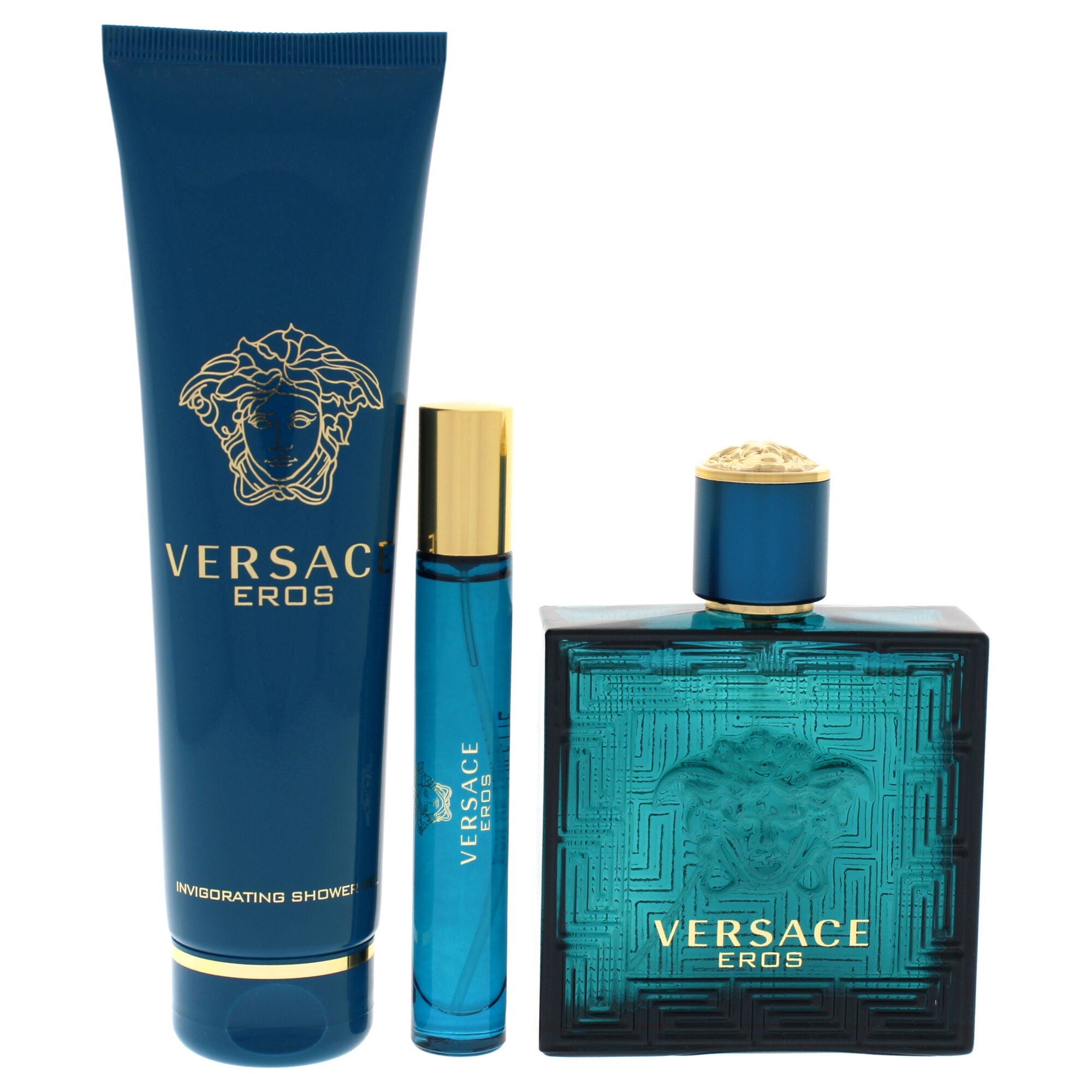Versace Eros by Versace for Men - 3 Pc Gift Set 3.4oz EDT Spray, 0.3oz EDT Spray, 5.0oz Invigorating Shower Gel, See Description, alternate image number 3