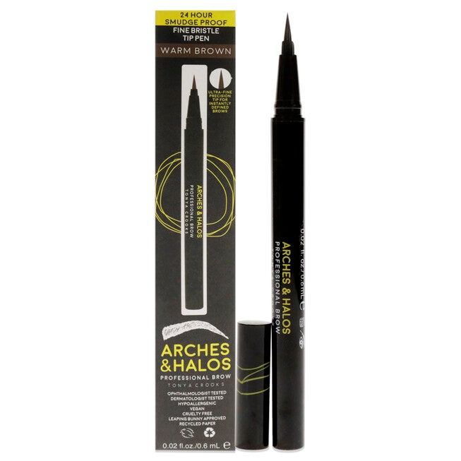 Fine Bristle Tip Pen - Warm Brown by Arches and Halos for Women - 0.02 oz Eyebrow Pen, NA, hi-res image number null