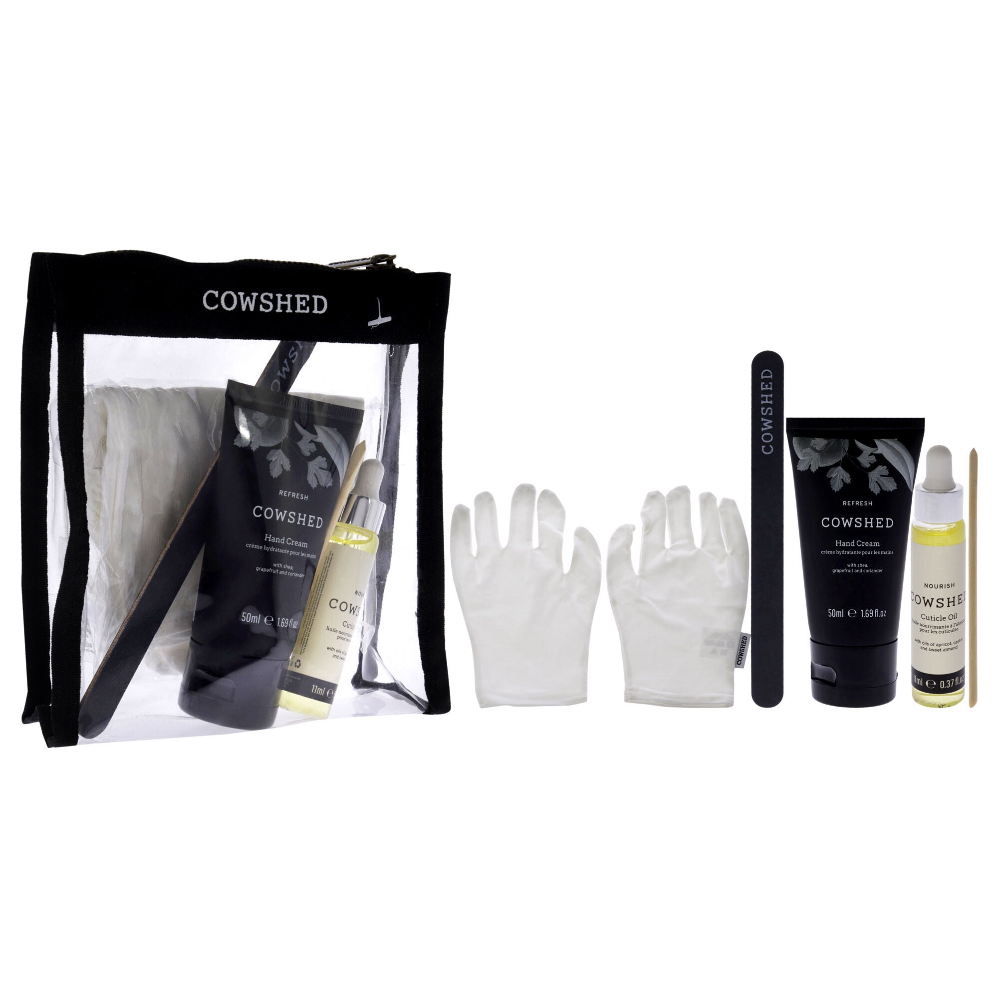 Manicure Kit by Cowshed for Unisex - 5 Pc 1.69oz Refresh Hand Cream, 0.37oz Nourish Cuticle Oil, Emery Board, Cuticle Stick, Manicure Gloves, See Description, alternate image number 2