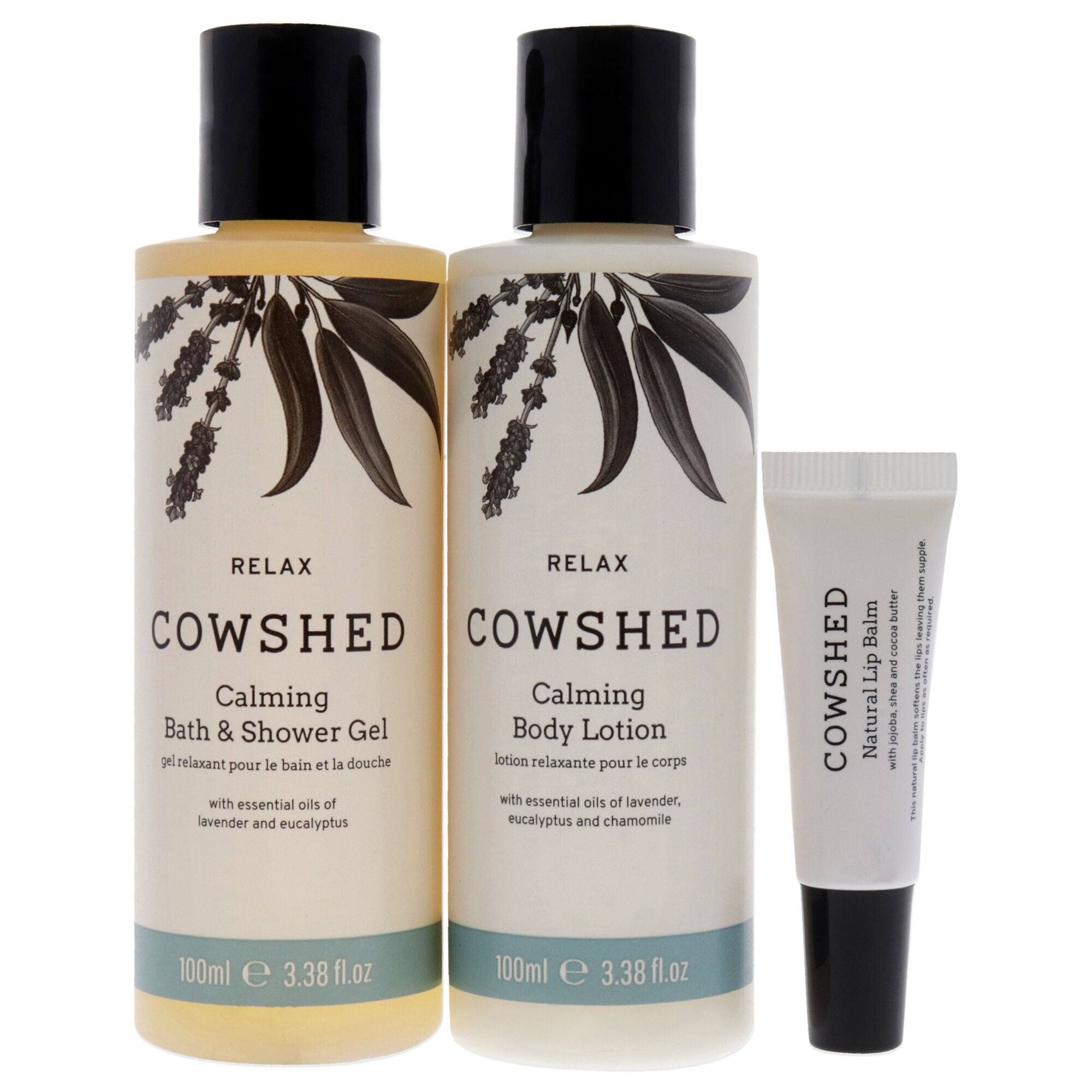 Relax Calming Essentials Set by Cowshed for Unisex - 3 Pc 3.38oz Bath and Shower Gel, 3.38 oz Body Lotion, 0.18oz Natural Lip Balm, See Description, alternate image number 3