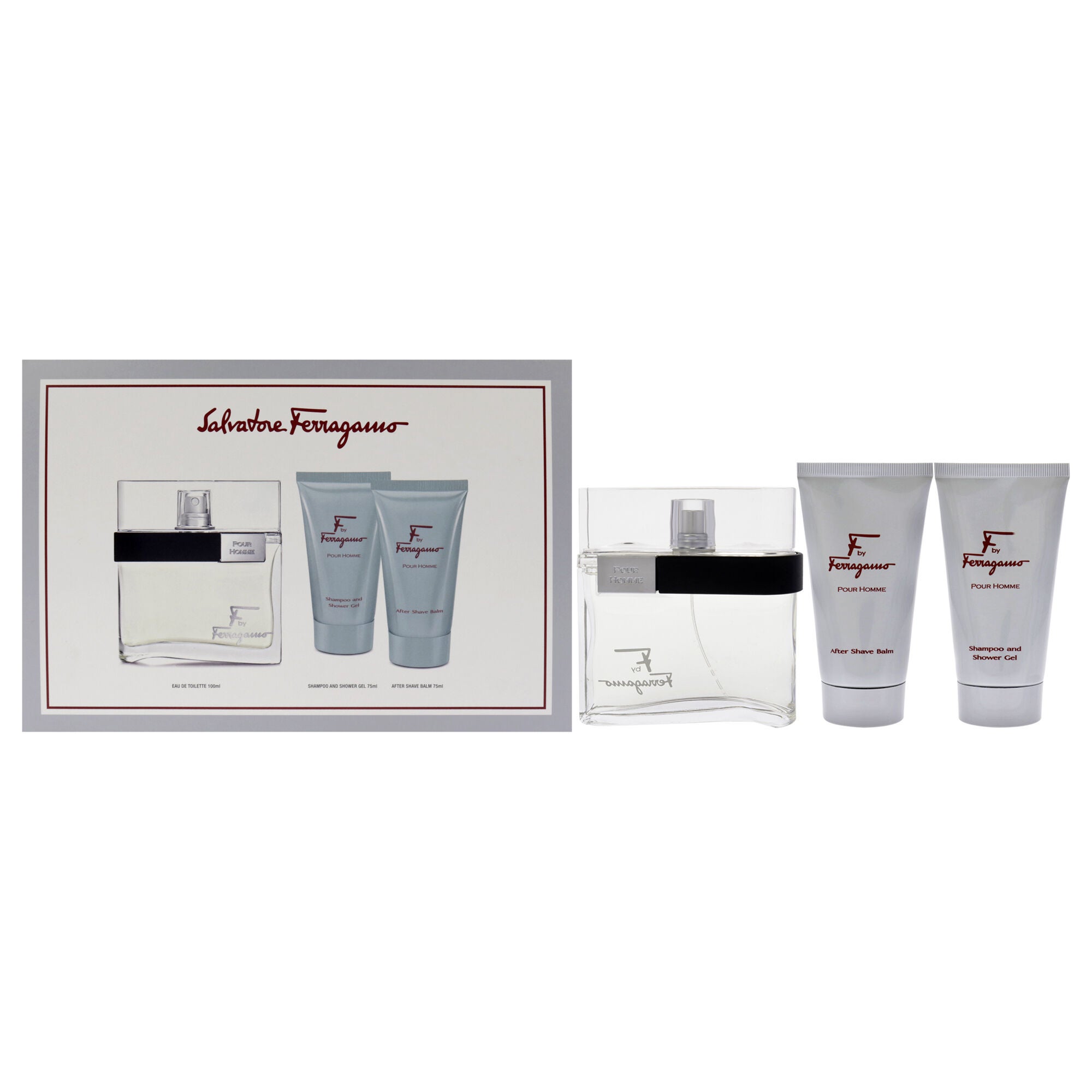 F by Salvatore Ferragamo for Men - 3 Pc Gift Set 3.4oz EDT Spray, 2.5oz Shower Gel, 2.5oz After Shave Balm, See Description, hi-res image number 0