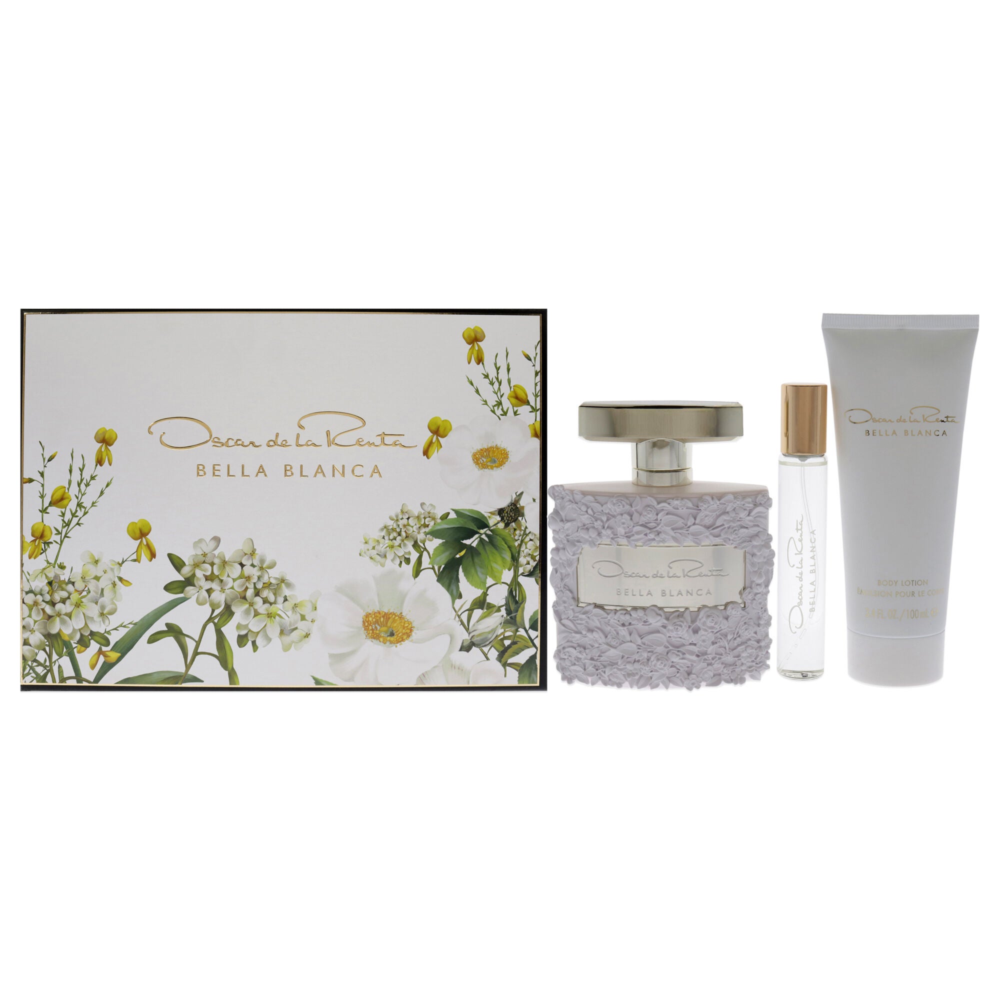 Bella Blanca by Oscar De La Renta for Women - 3 Pc Gift Set 3.4oz EDP Spray, 0.5oz EDP Spray, 3.4oz Body Lotion, See Description, hi-res image number 0