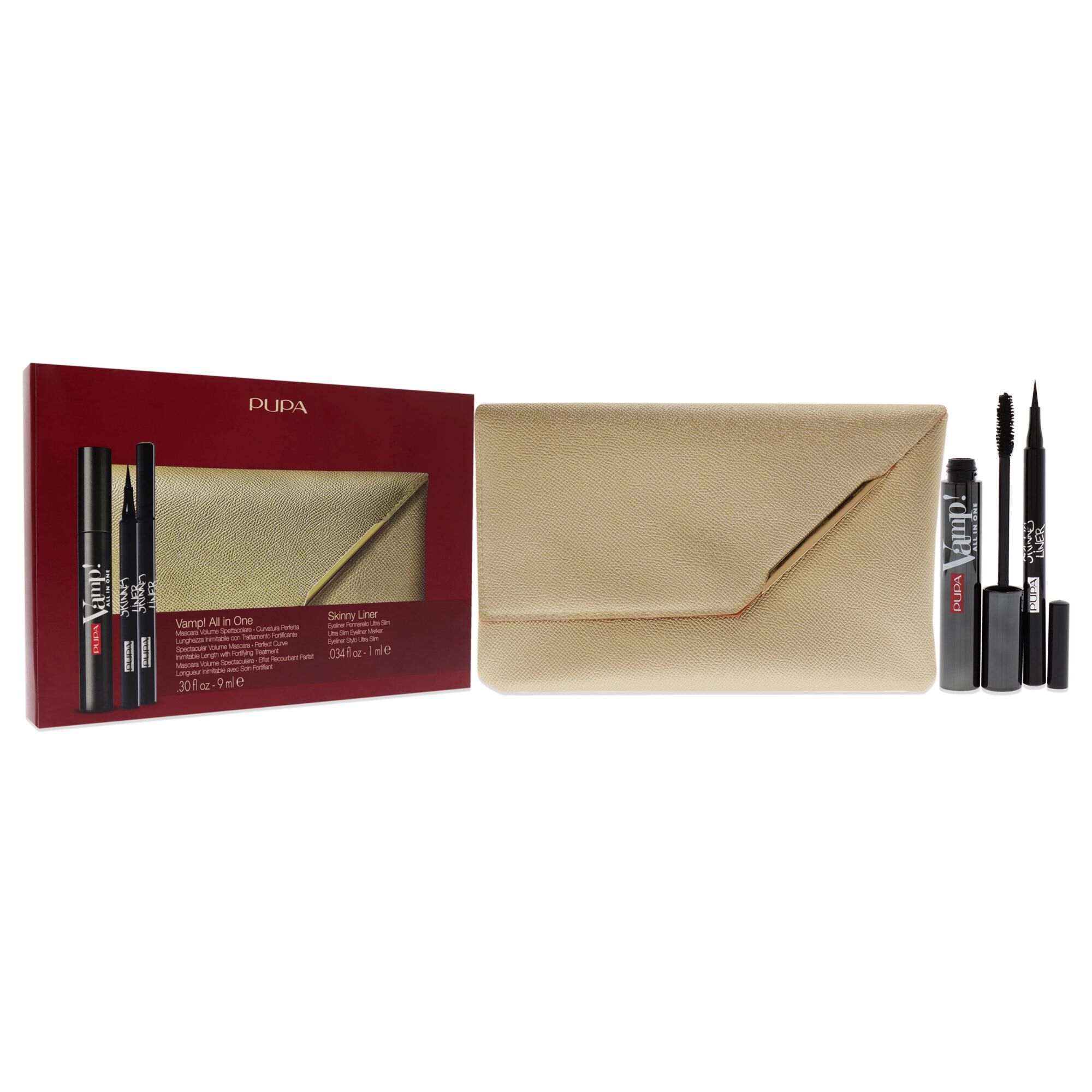 Vamp! All in One and Skinny Liner Set by Pupa Milano for Women - 3 Pc 0.30oz Vamp! All in One Mascara - 101 Black, 0.034oz Skinny Liner, Handy Bag, See Description, alternate image number 2