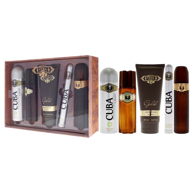Cuba Gold Must Have by Cuba for Men - 5 Pc Gift Set 3.3oz EDT Spray, 1.17oz EDT Spray, 3.3oz After Shave, 6.7oz Body Spray, 6.7oz Shower Gel, NA, alternate image number null