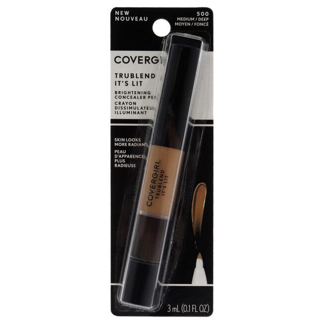 TruBlend Its Lit Brightening Concealer Pen - 500 Medium-Deep by CoverGirl for Women - 0.1 oz Concealer, NA, hi-res image number null