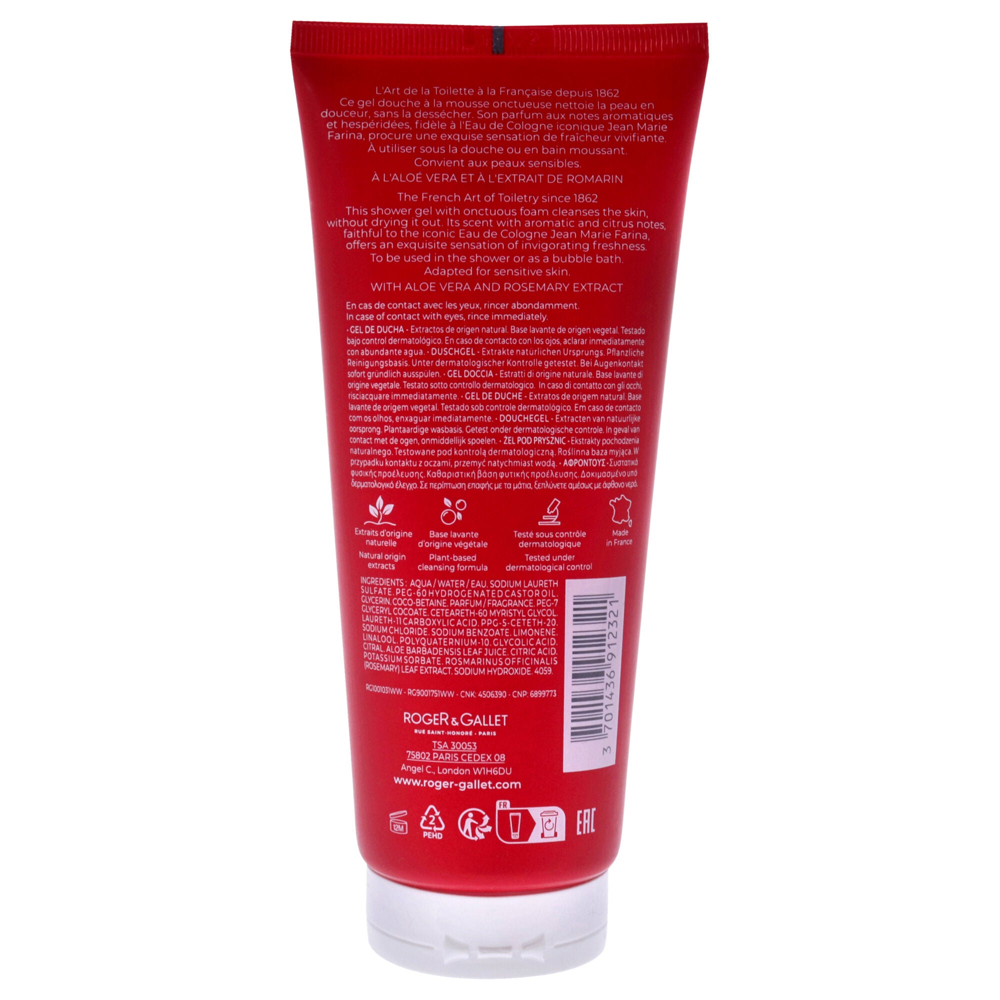 Jean Marie Farina Shower Gel by Roger & Gallet for Unisex - 6.7 oz Shower Gel, See Description, alternate image number 1