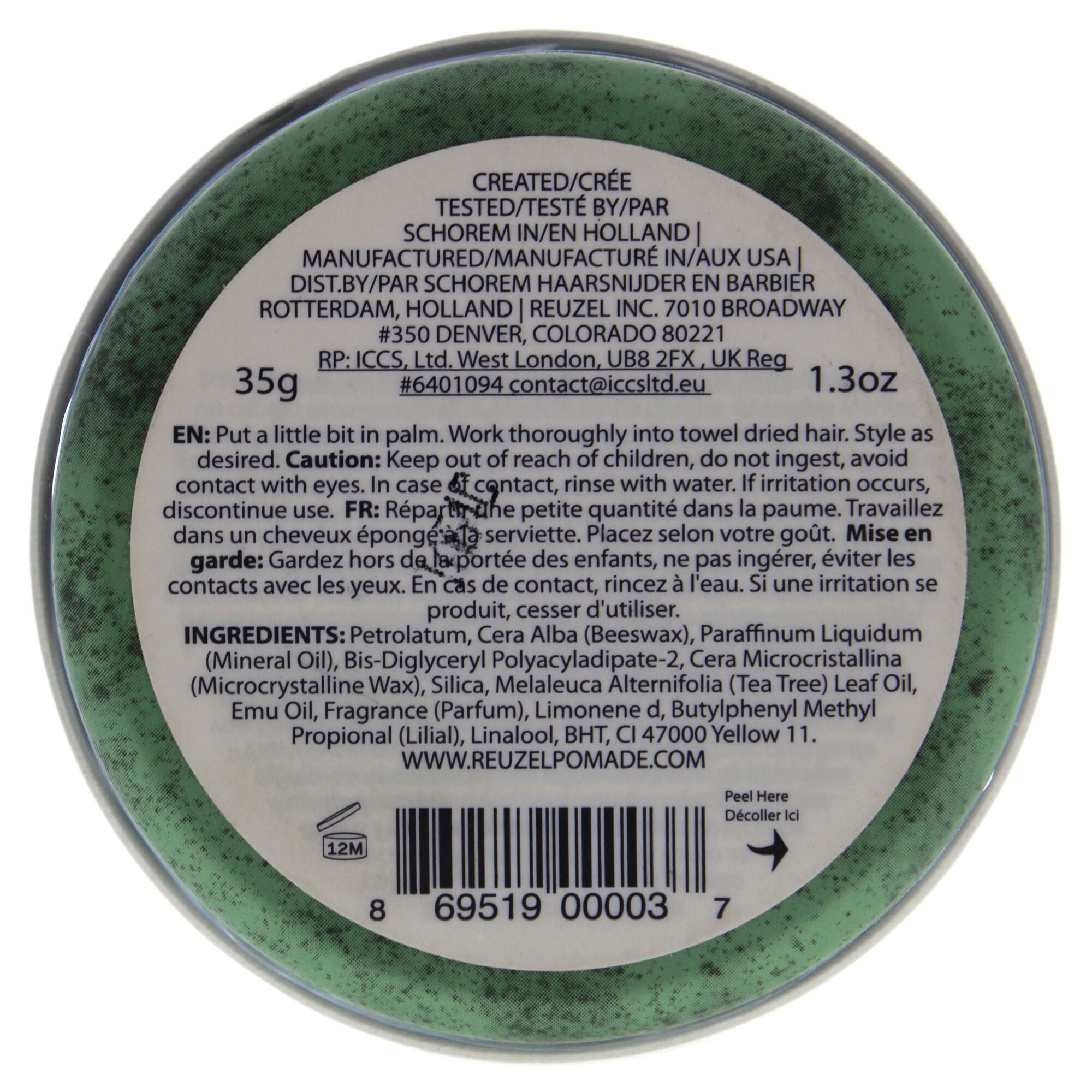 Green Grease Medium Hold Pomade by Reuzel for Men - 1.3 oz Pomade, , alternate image number 3