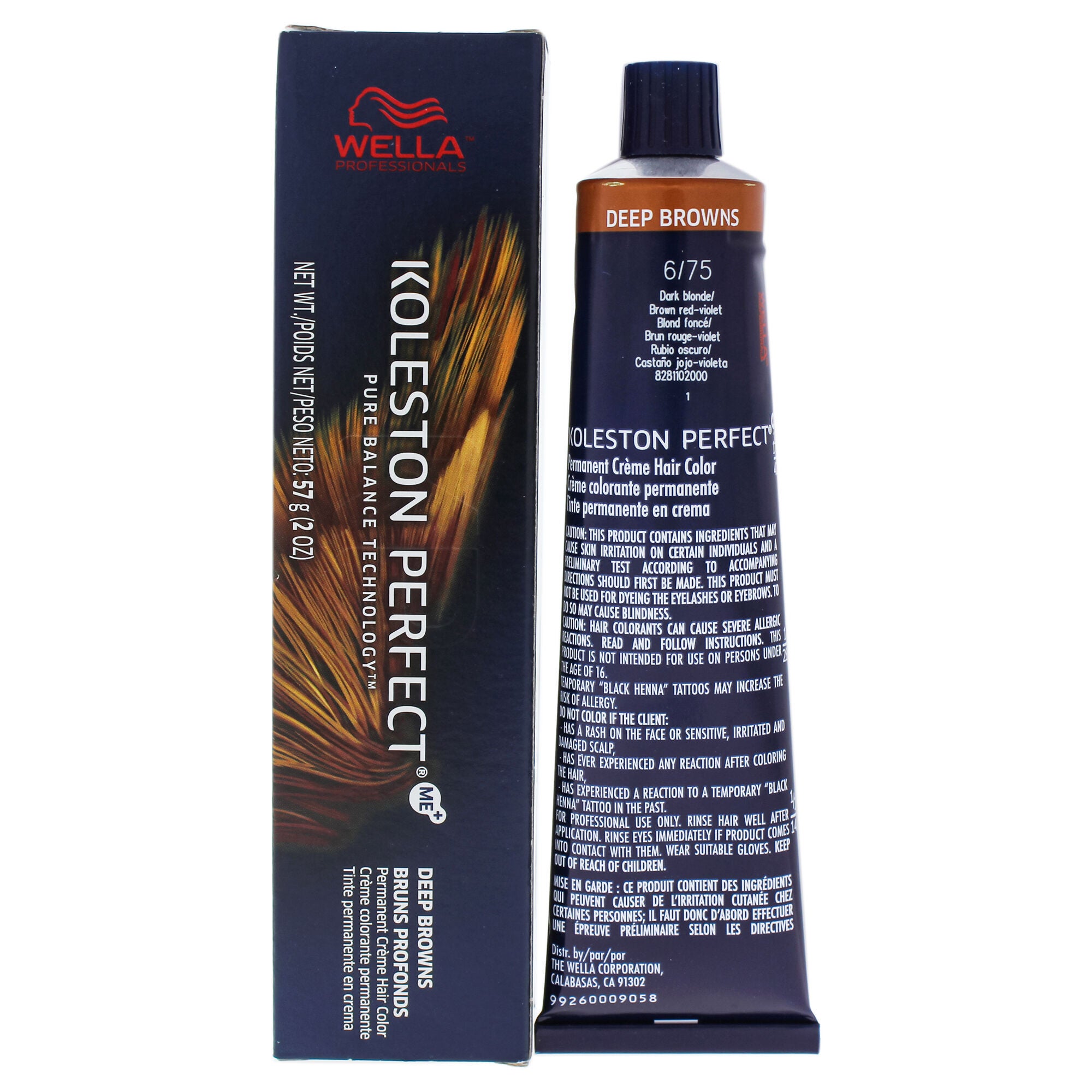 Koleston Perfect Permanent Creme Hair Color - 6 75 Dark Blonde-Brown Red-Violet by Wella for Unisex - 2 oz Hair Color, See Description, hi-res image number 0