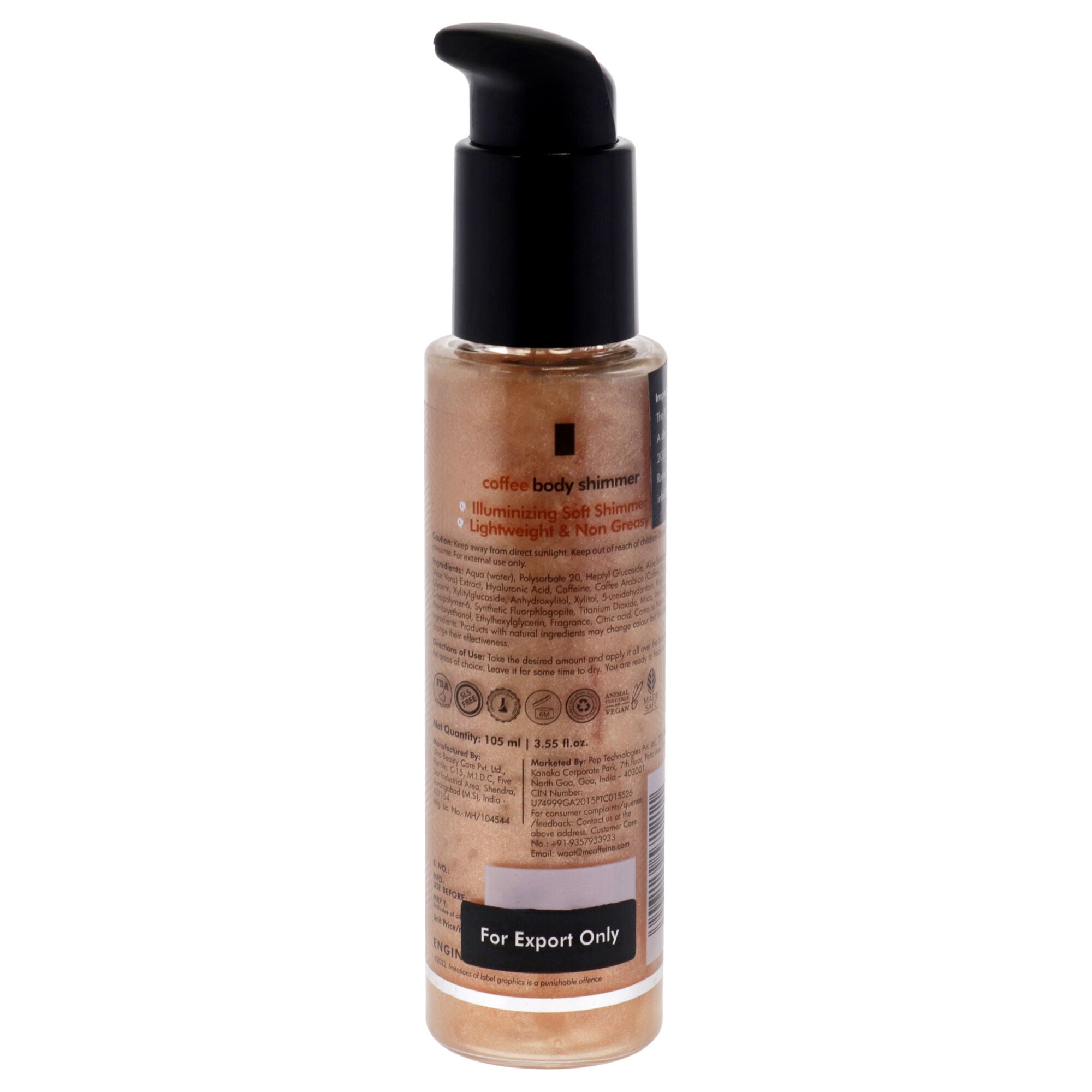 Coffee Body Shimmer - Hyaluronic Acid by mCaffeine for Unisex - 3.5 oz Serum, See Description, alternate image number 1