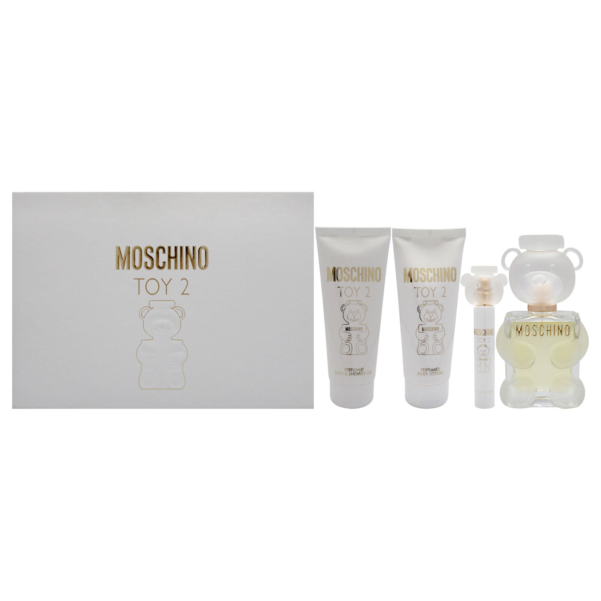 Moschino Toy 2 by Moschino for Women - 4 Pc Gift Set 3.4oz EDP Spray, 0.33oz EDP Spray, 3.4oz Body Lotion, 3.4oz Shower Gel, See Description, hi-res image number 0