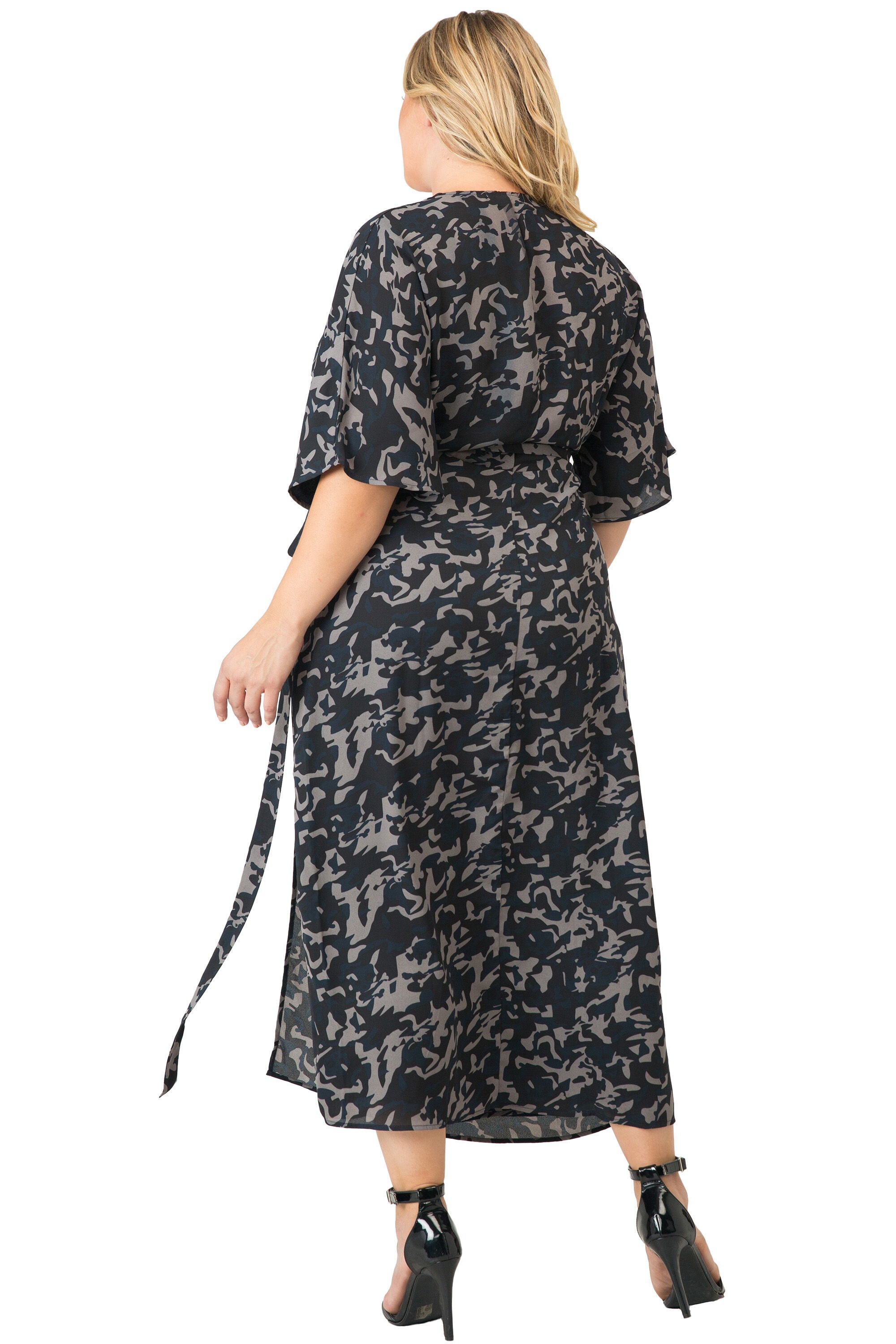 Women's Plus Size Kimono Wrap Dress Maxi Length, , alternate image number 2