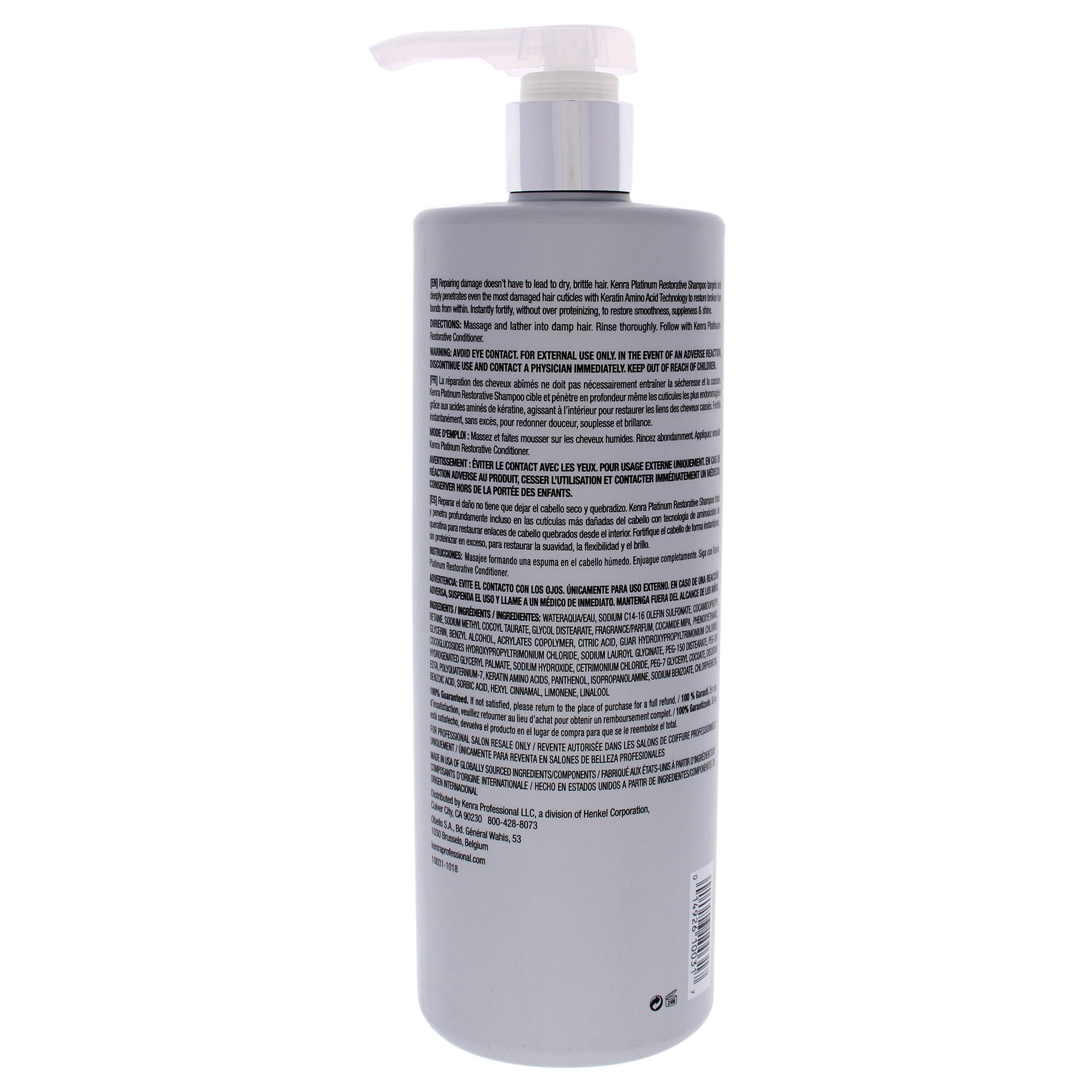 Platinum Restorative Shampoo by Kenra for Unisex - 31.5 oz Shampoo, See Description, alternate image number 1
